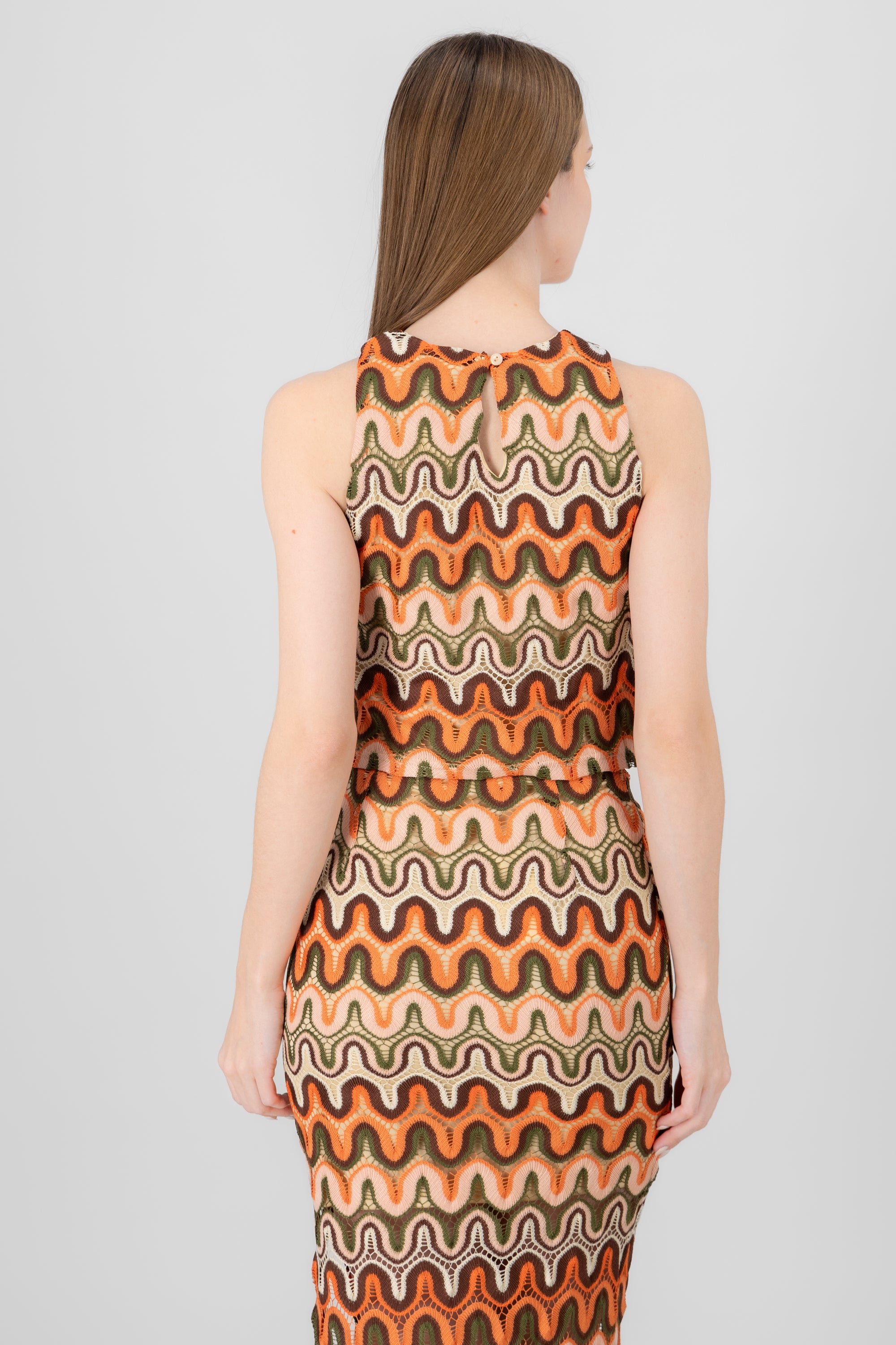 Knit Sleeveless Top ORANGE COMBO