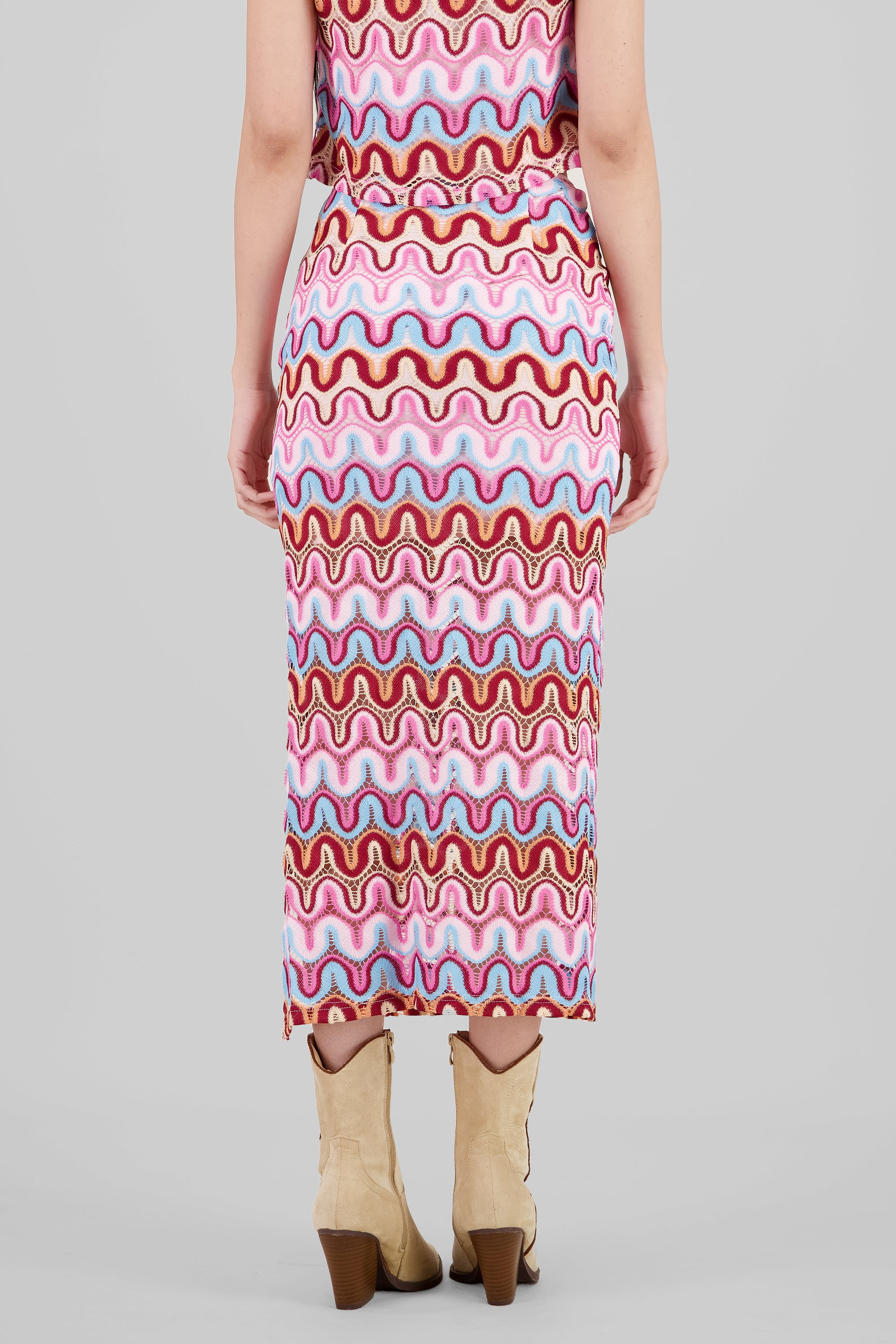 Knit Maxi Skirt PINK COMBO