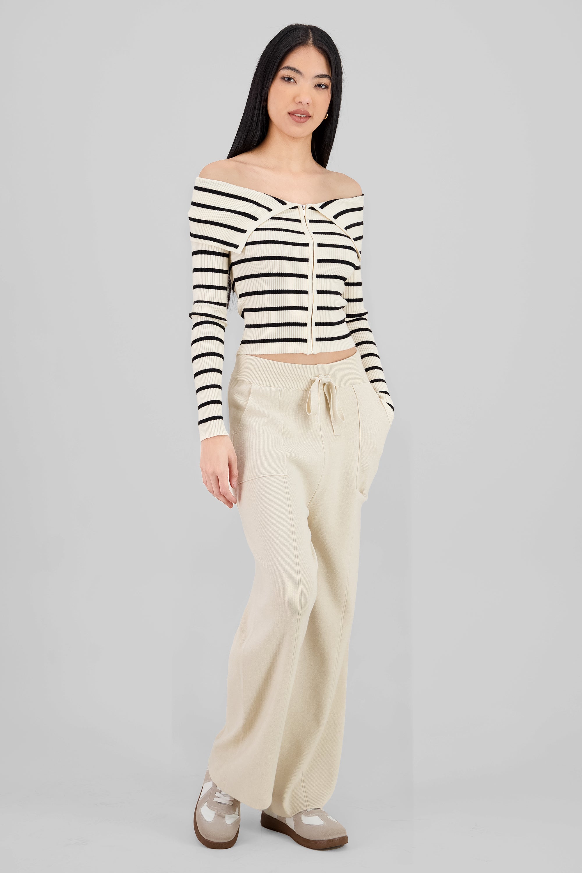 Wide Leg Knit Pants SAND