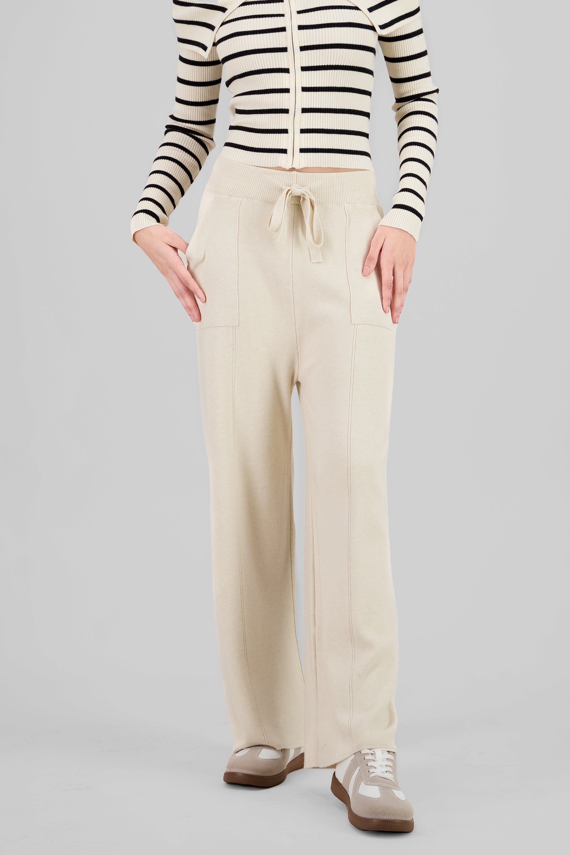 Wide Leg Knit Pants SAND