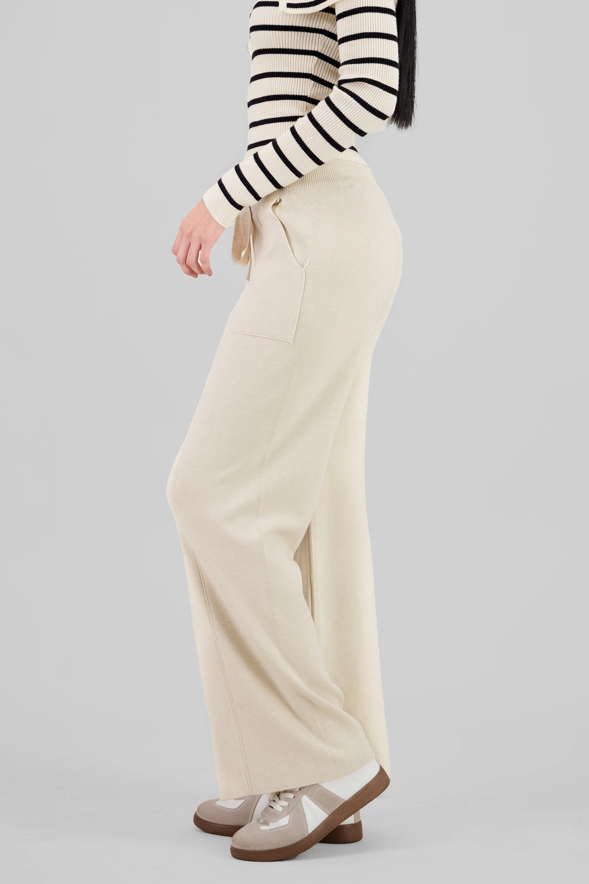 Wide Leg Knit Pants SAND