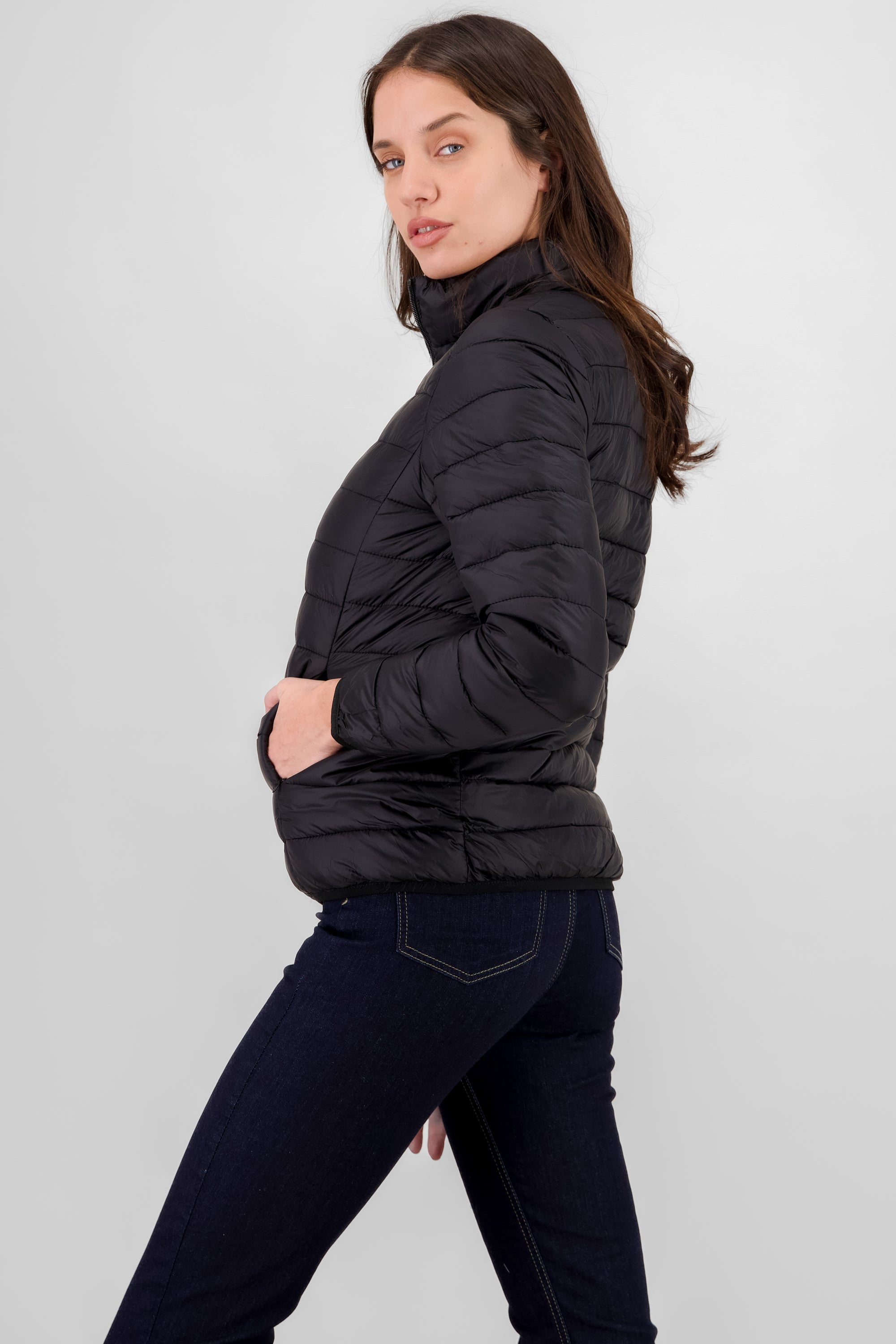 Solid Quilted Jacket BLACK