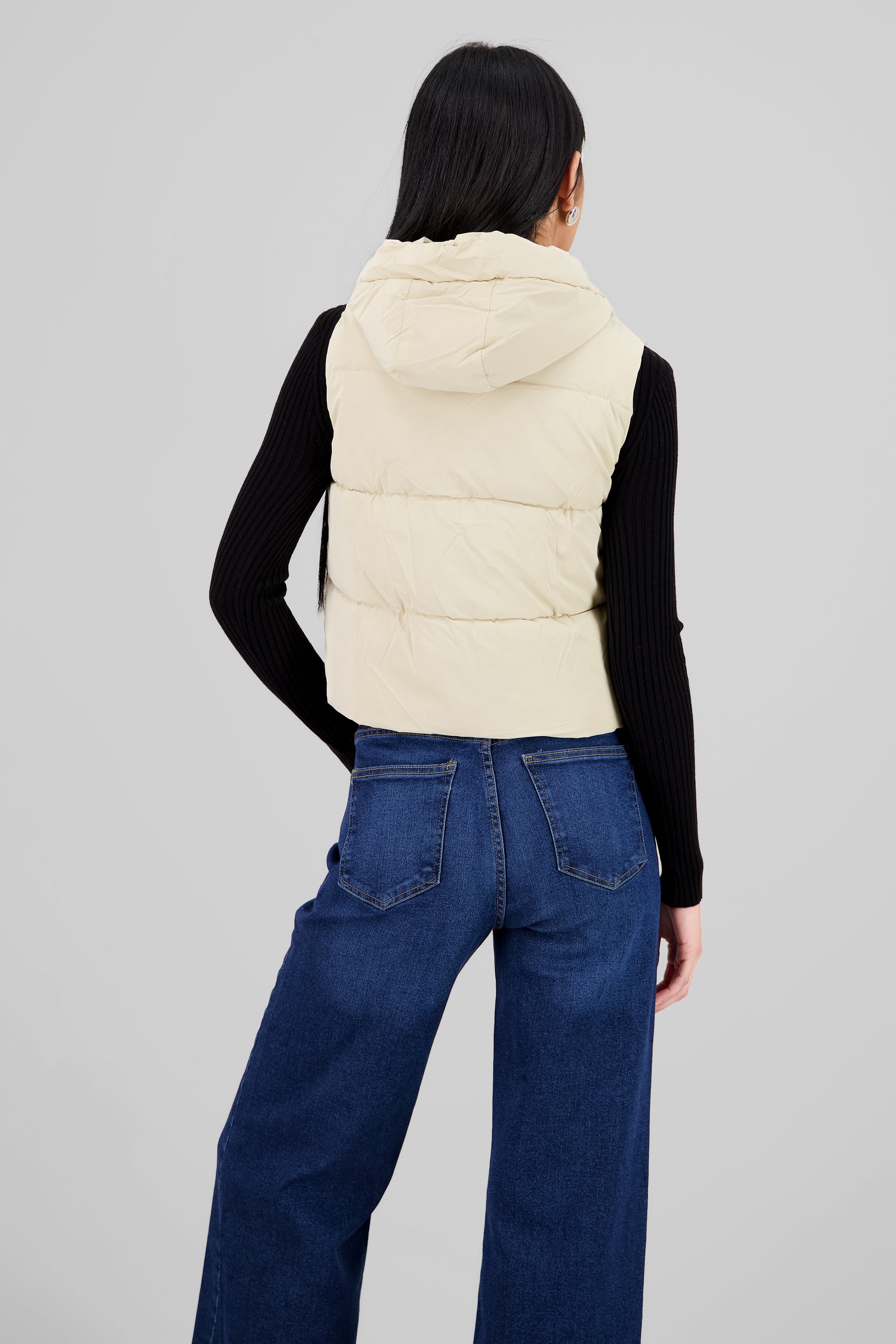 Cargo Pocket Cropped Vest CREAM