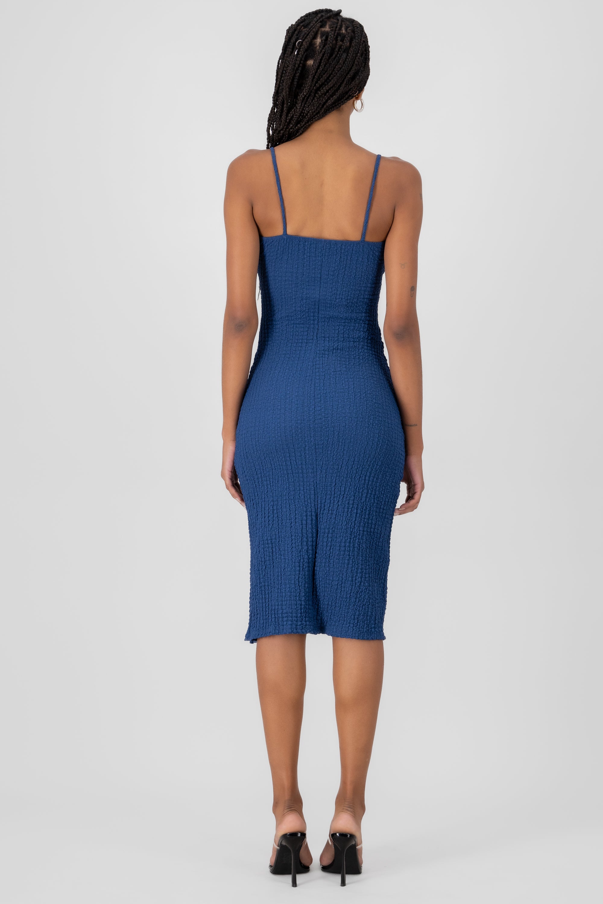 Textured Straps Midi Dress INDIGO