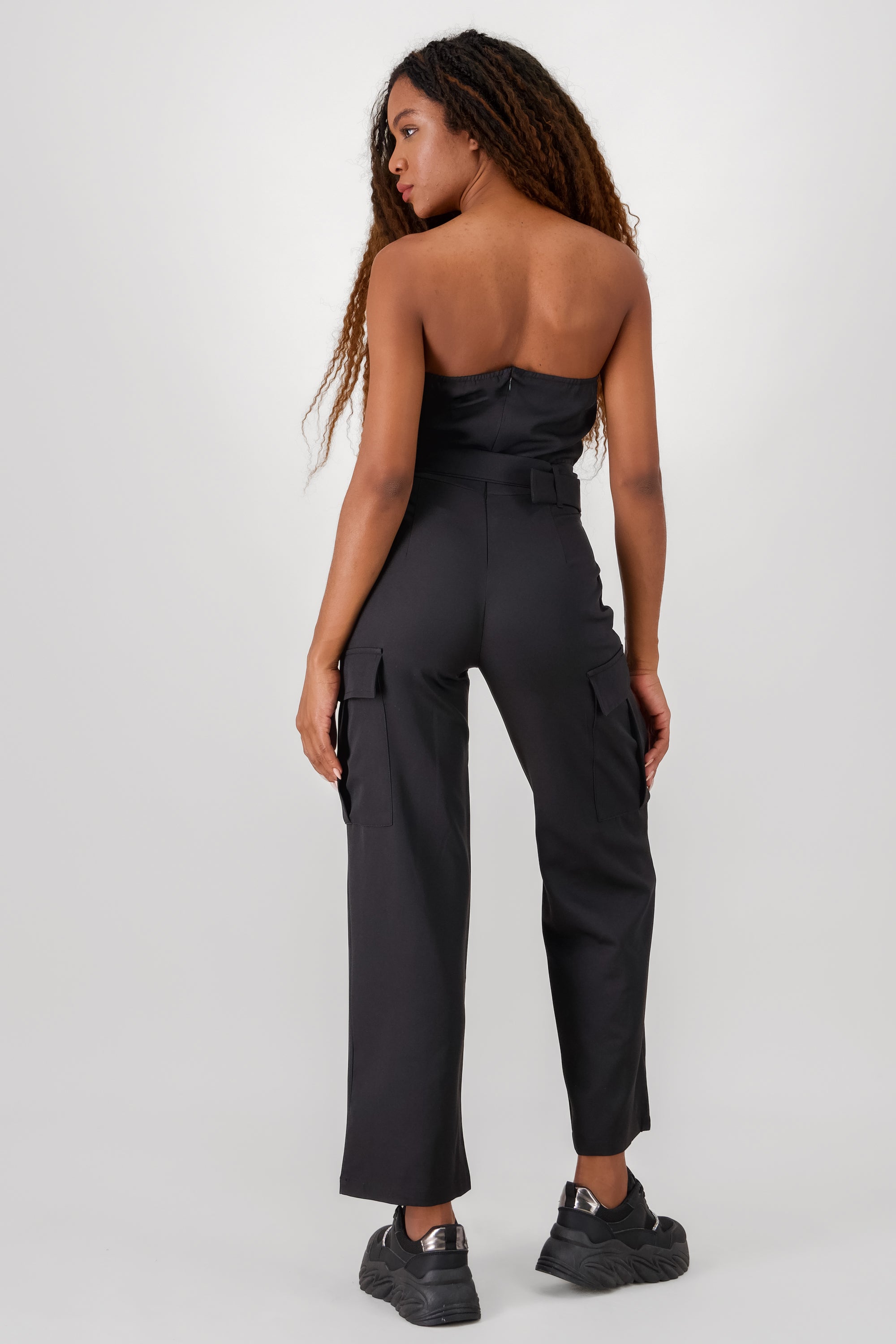 Solid Cargo Jumpsuit BLACK