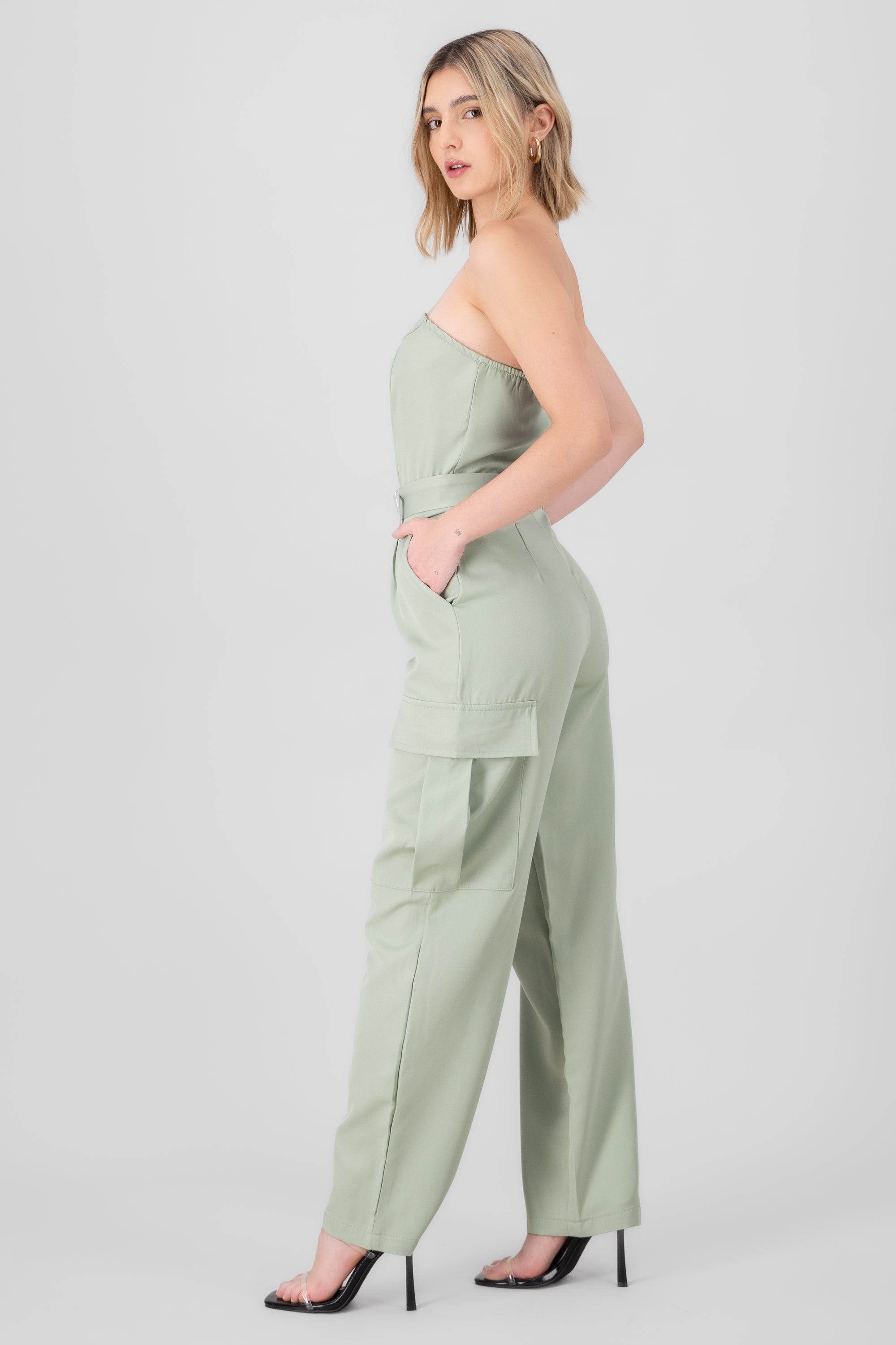 Solid Cargo Jumpsuit SAGE