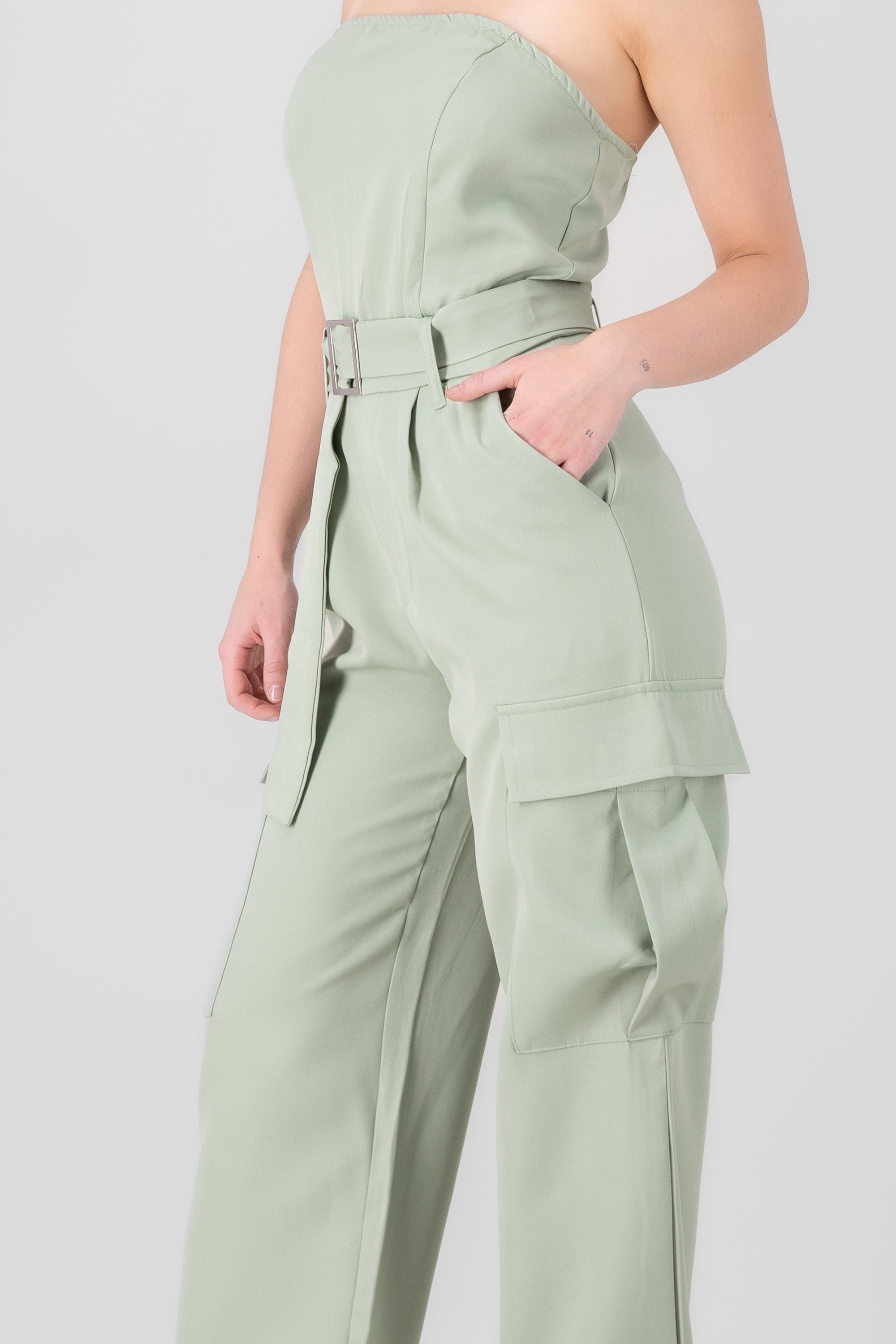 Solid Cargo Jumpsuit SAGE