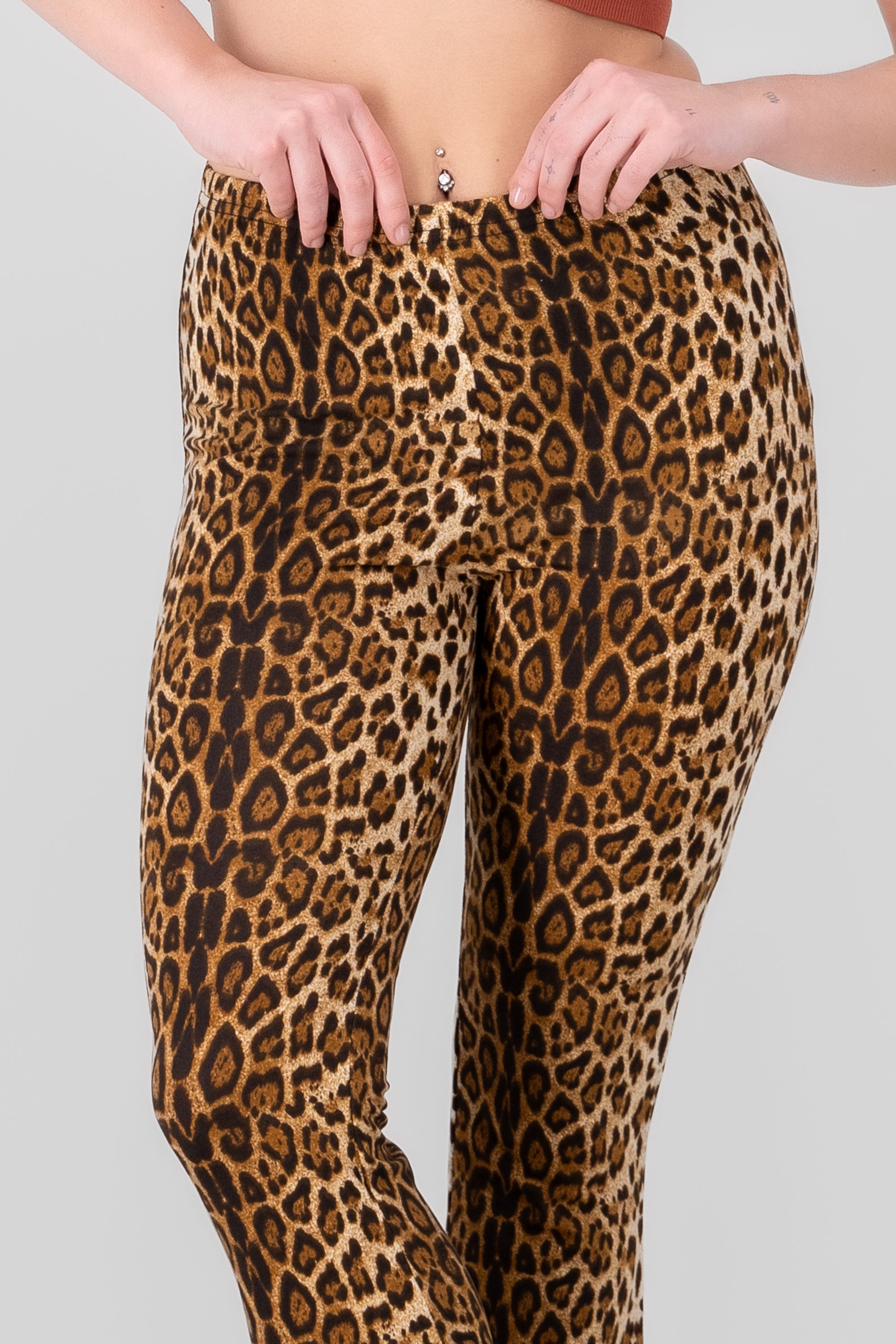 Animal Print Flared Pants BROWN COMBO