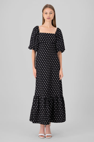 Polka Dots Maxi Dress BLACK COMBO