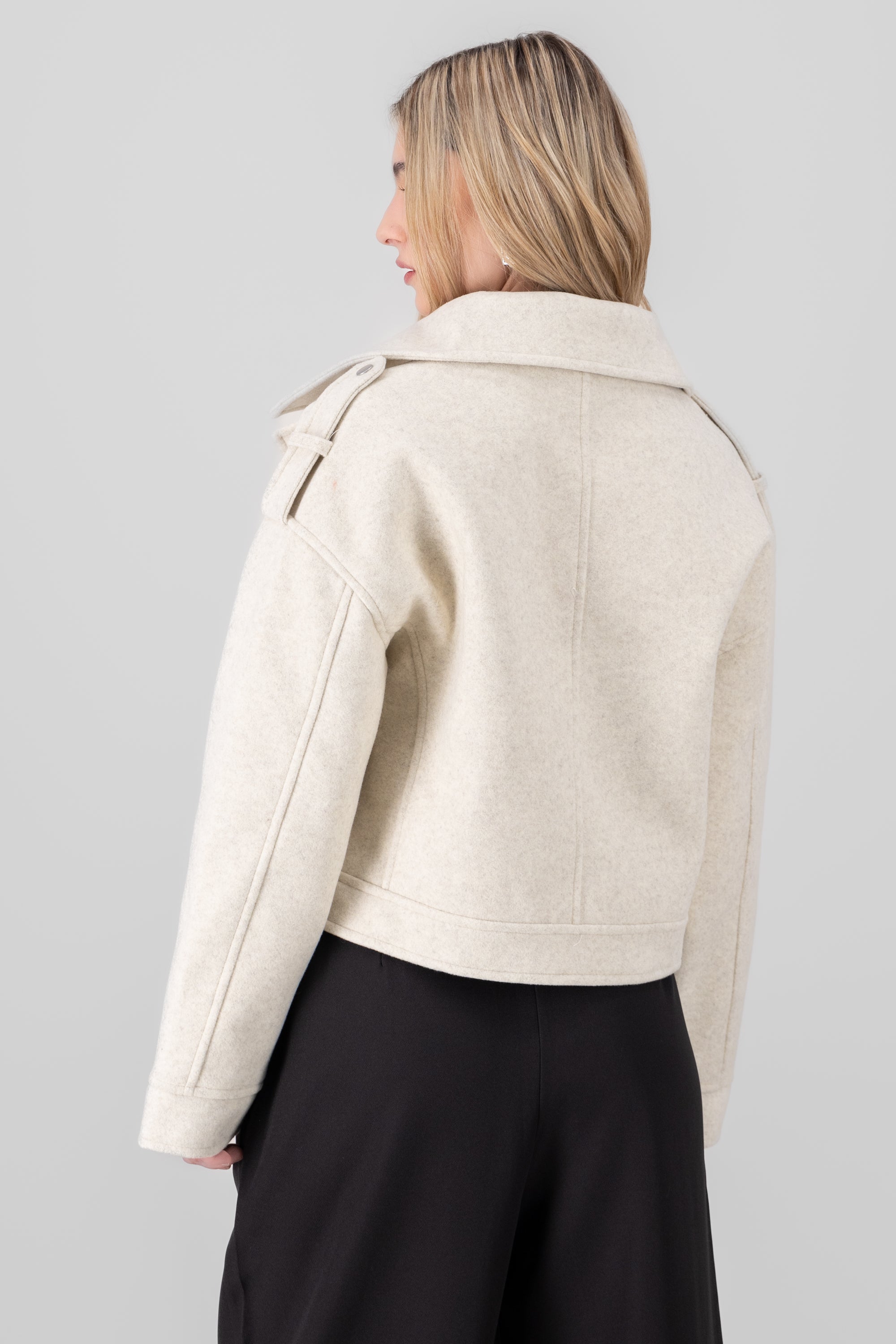 Fleece Biker Jacket BEIGE