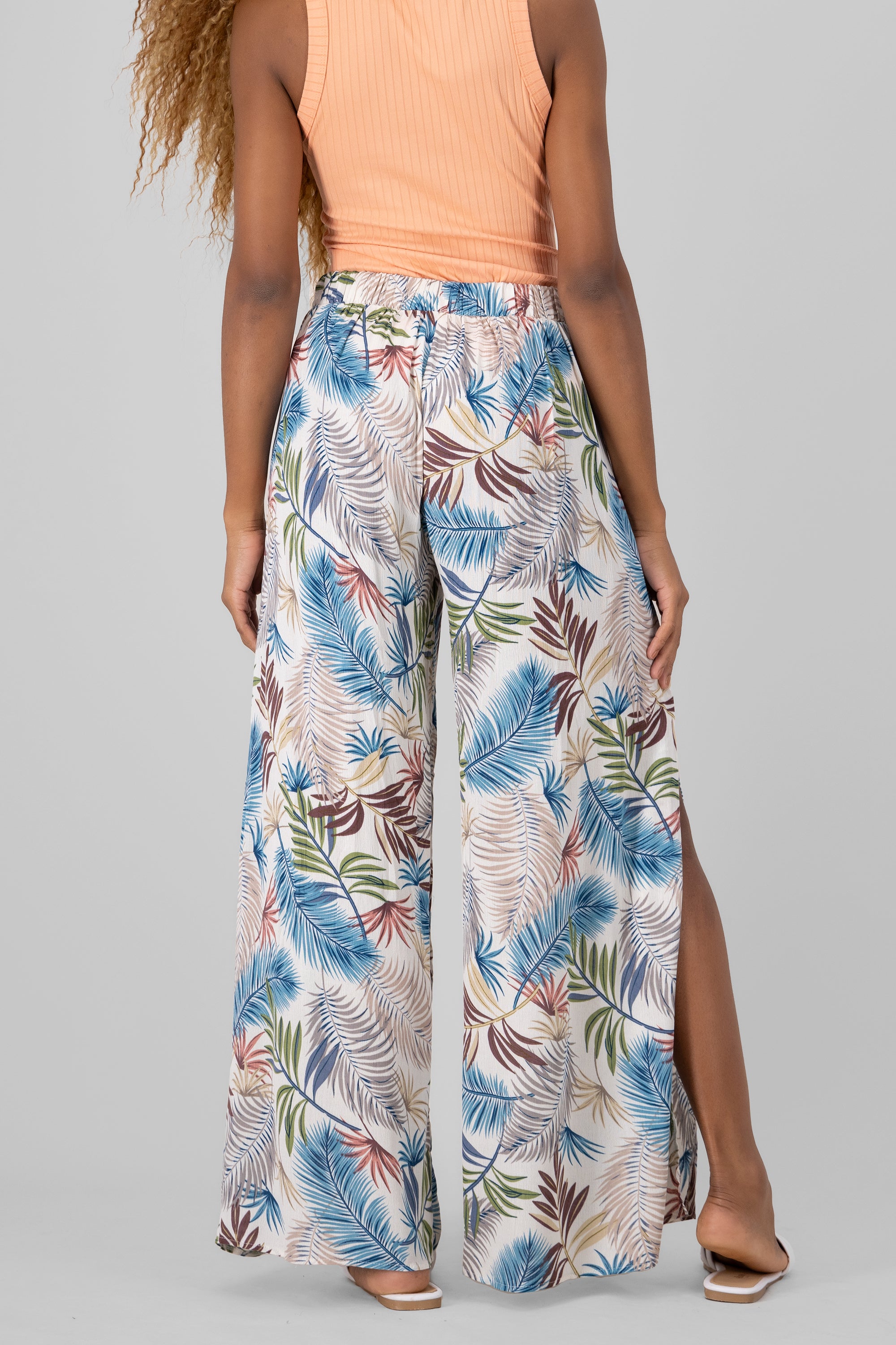 Paisley Print Wide Leg Pants BLUE COMBO