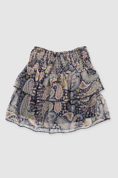 Paisley Print Ruffle Skirt NAVY COMBO