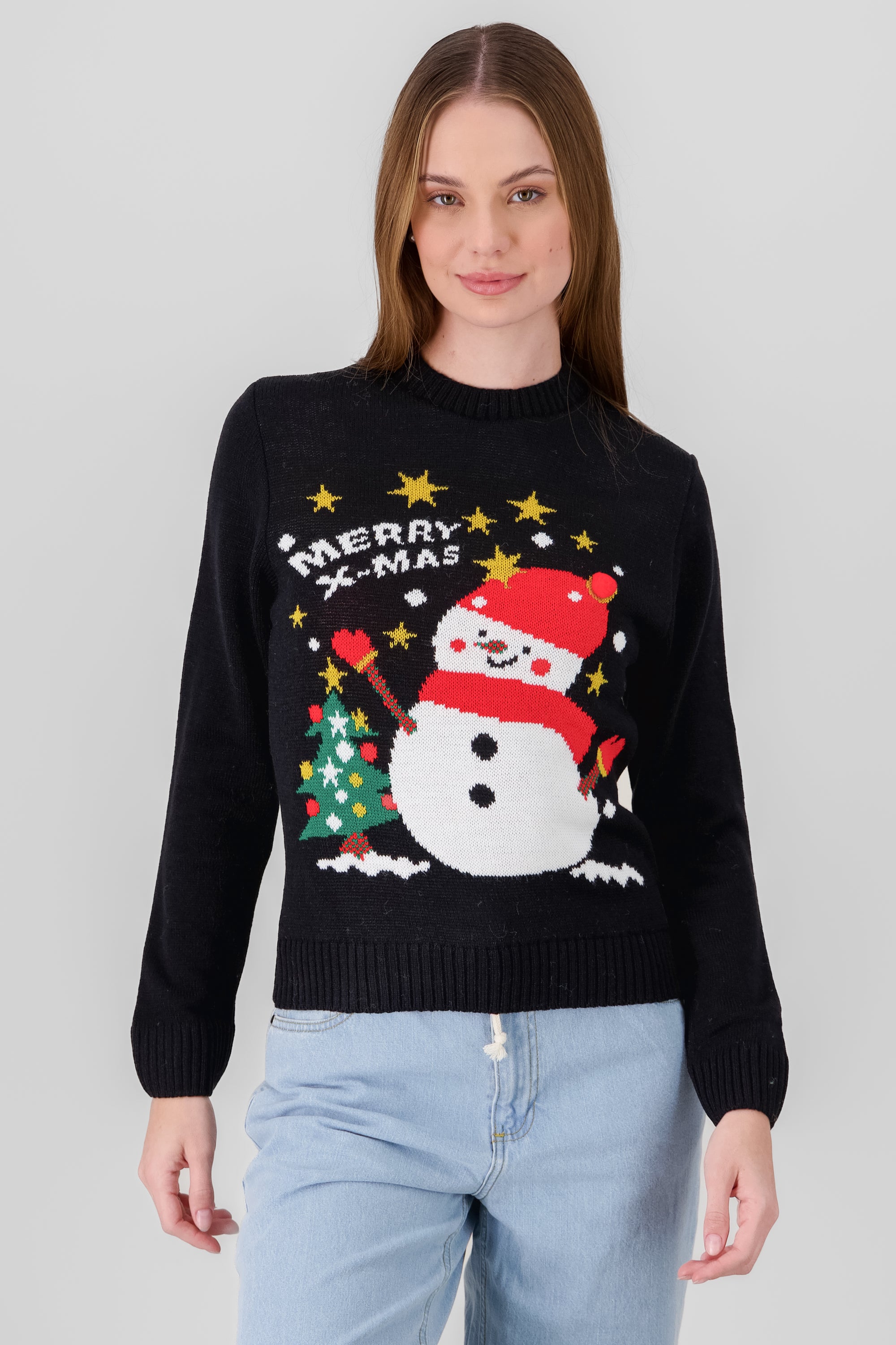 Merry Xmas Snowman Sweater BLACK COMBO