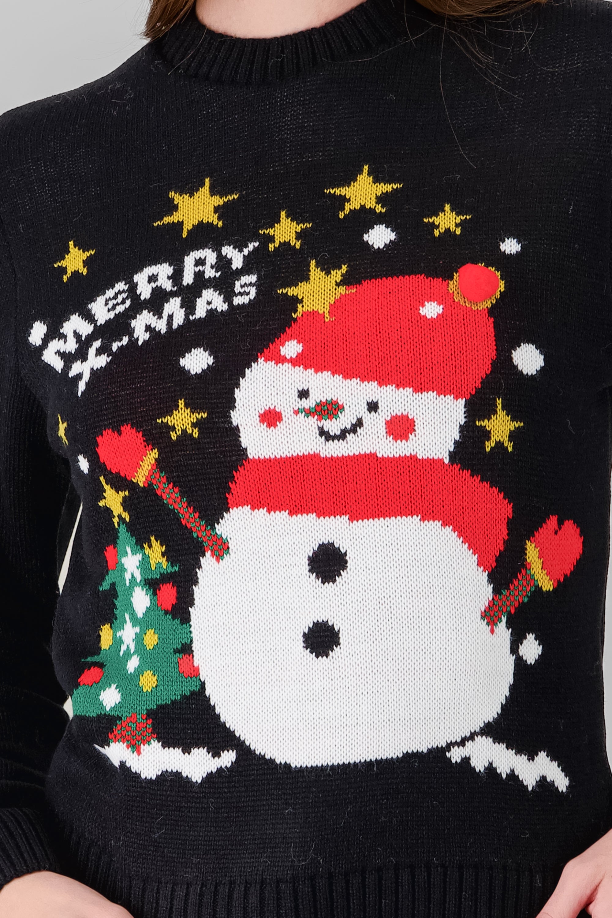 Merry Xmas Snowman Sweater BLACK COMBO