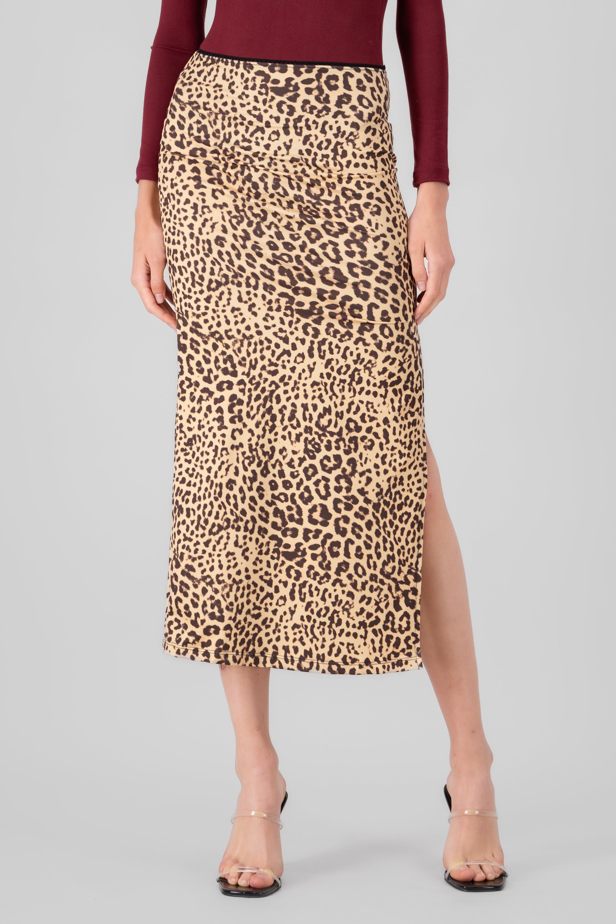 Animal Print Maxi Skirt BEIGE