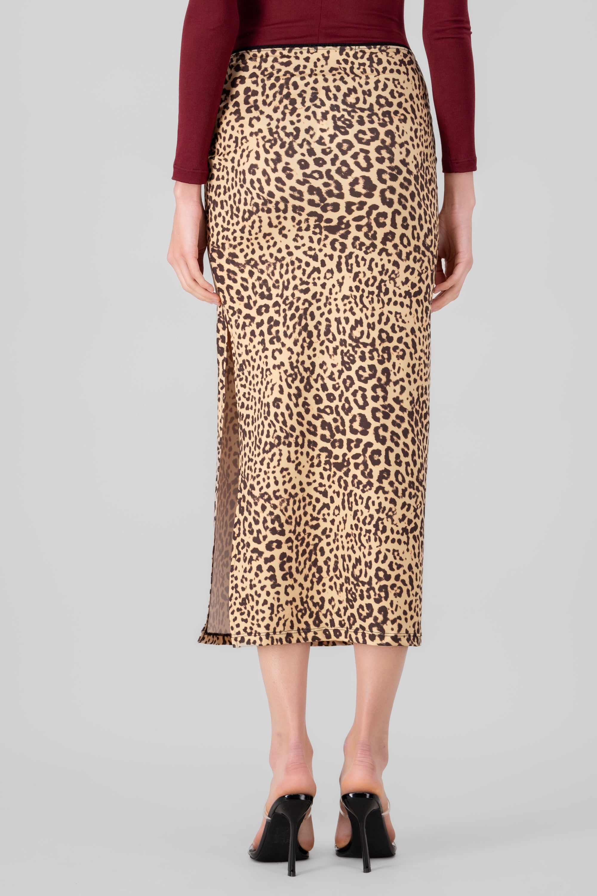 Animal Print Maxi Skirt BEIGE