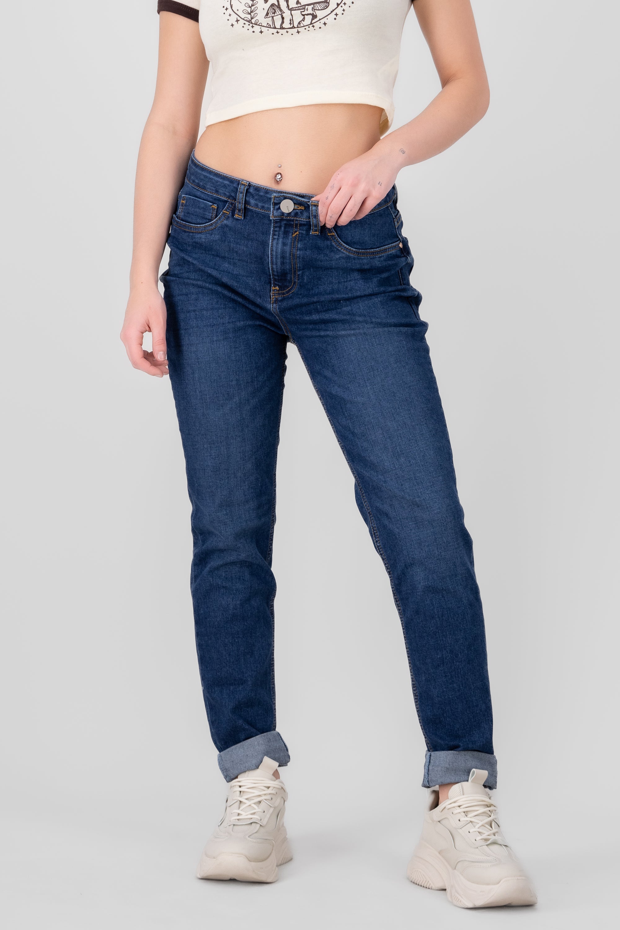 Skinny Cuffed Jeans DARK WASH