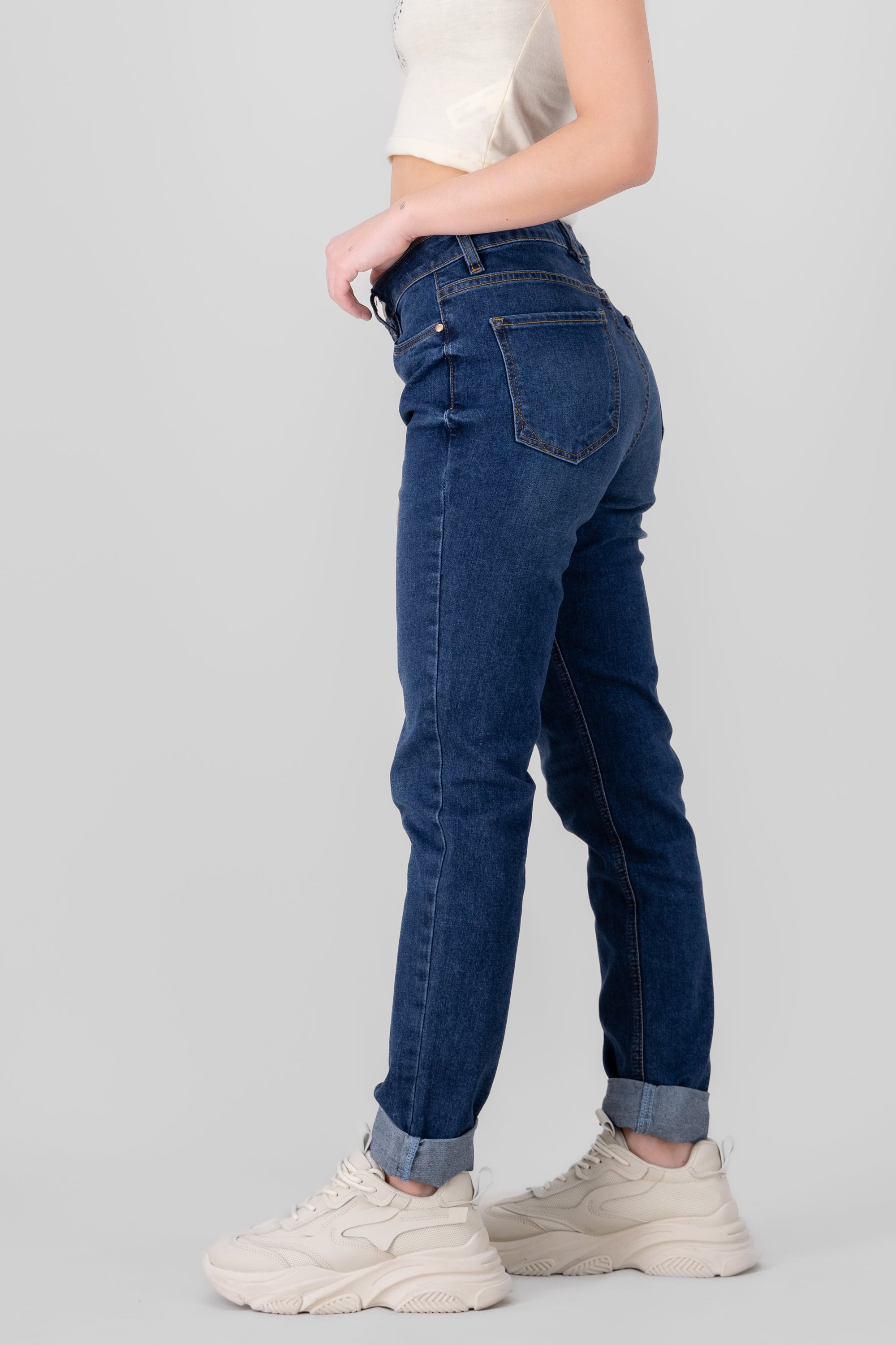 Skinny Cuffed Jeans DARK WASH