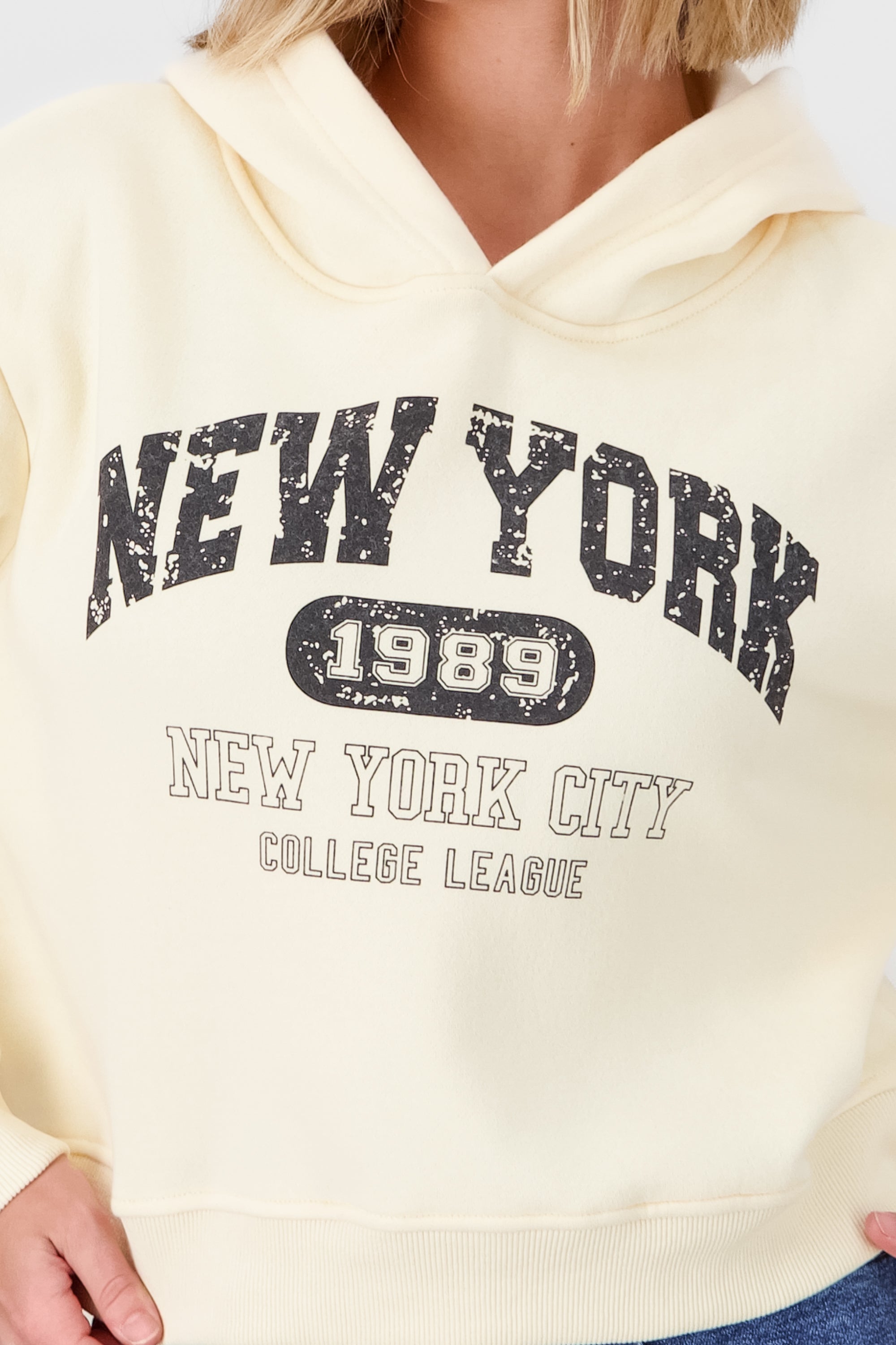 New York Printed Hoodie CREAM