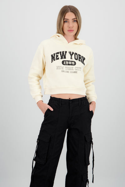 New York Printed Hoodie BLACK