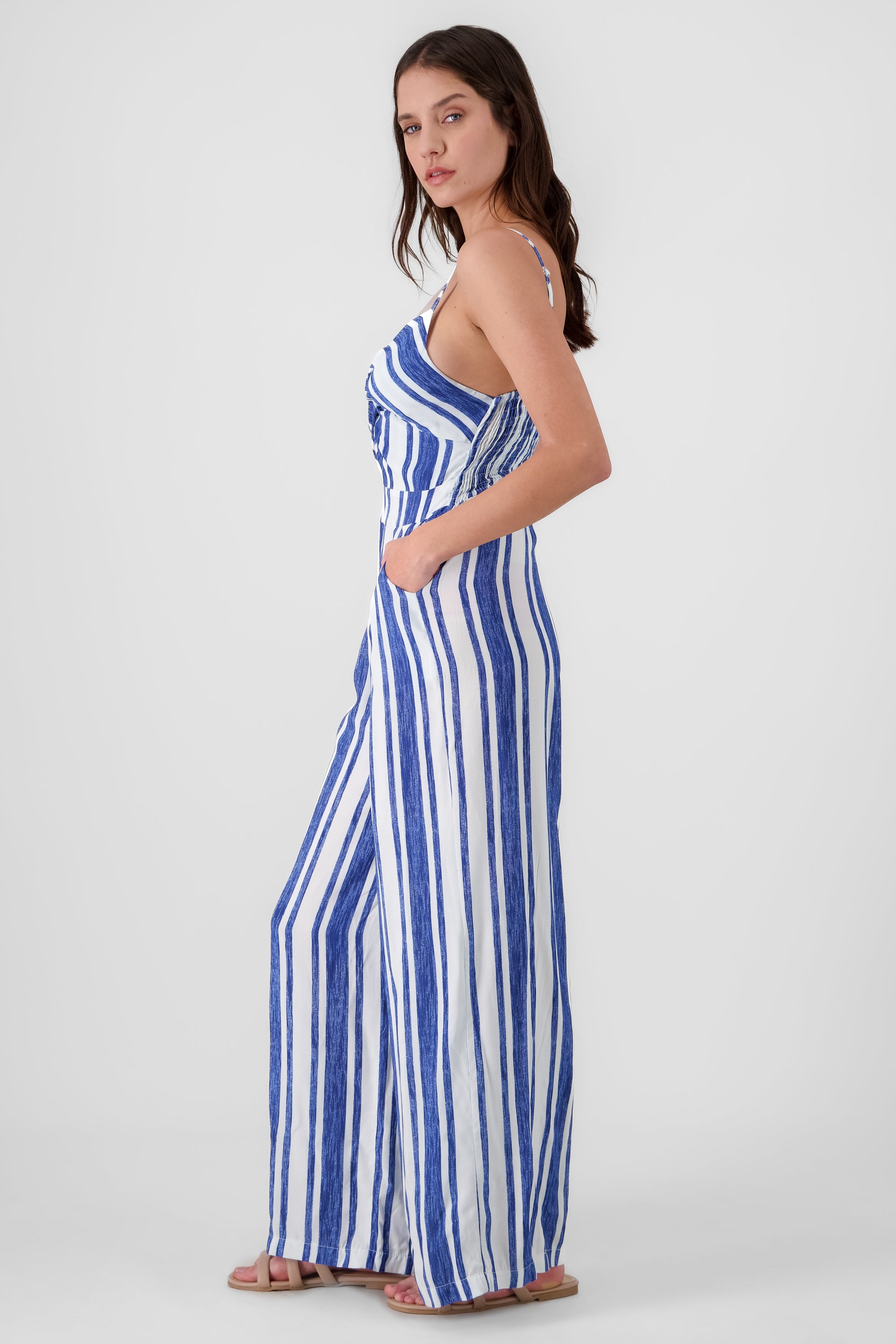 Striped Jumpsuit With Detail Bow BLUE COMBO