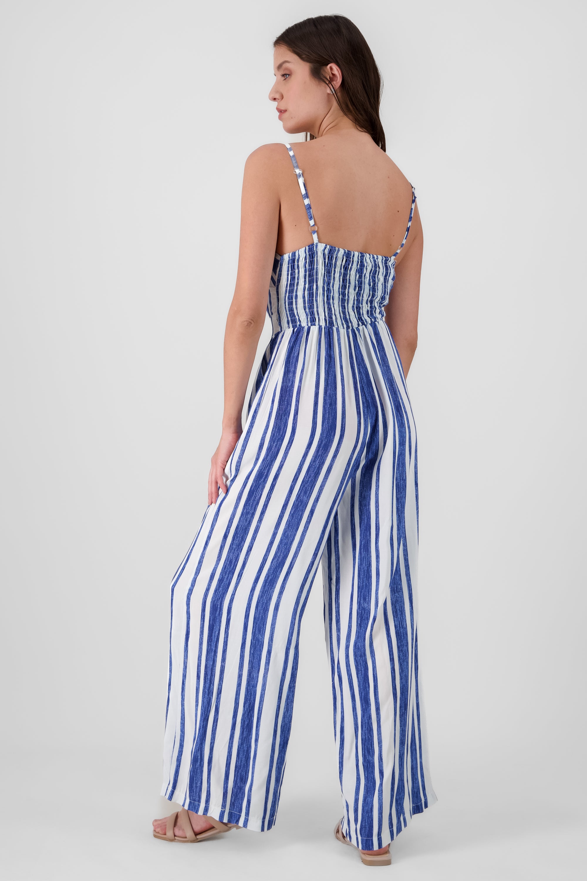 Striped Jumpsuit With Detail Bow BLUE COMBO