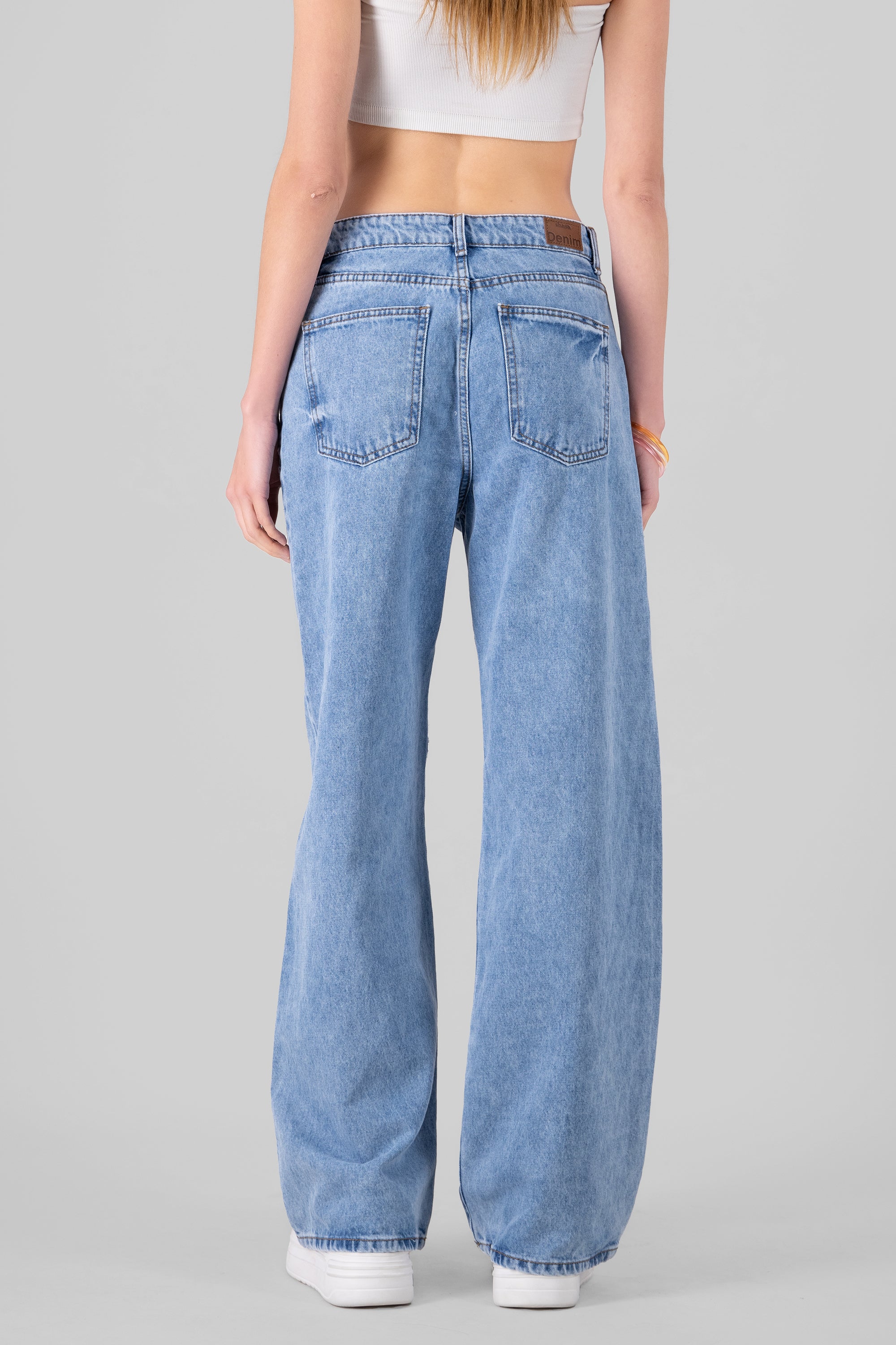 Wide Leg Jeans With Stars LIGHT WASH