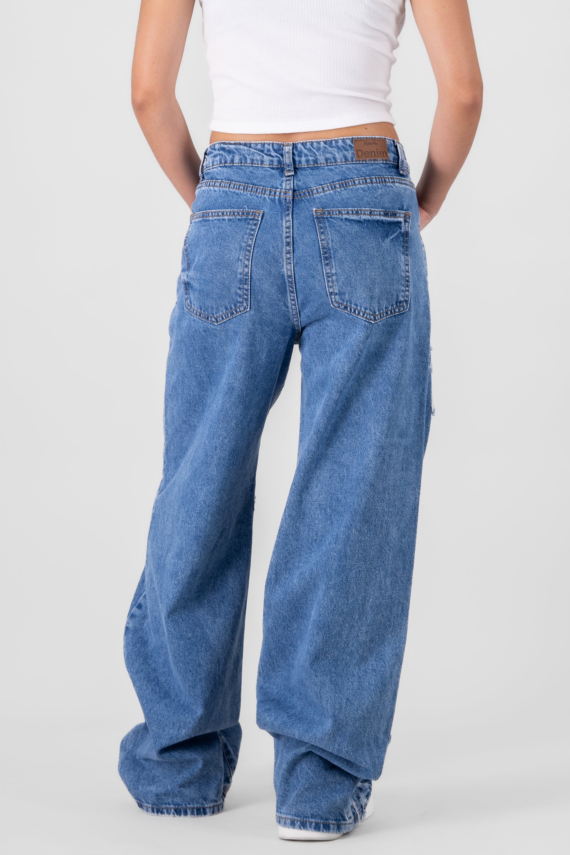 Wide Leg Jeans With Stars MEDIUM WASH