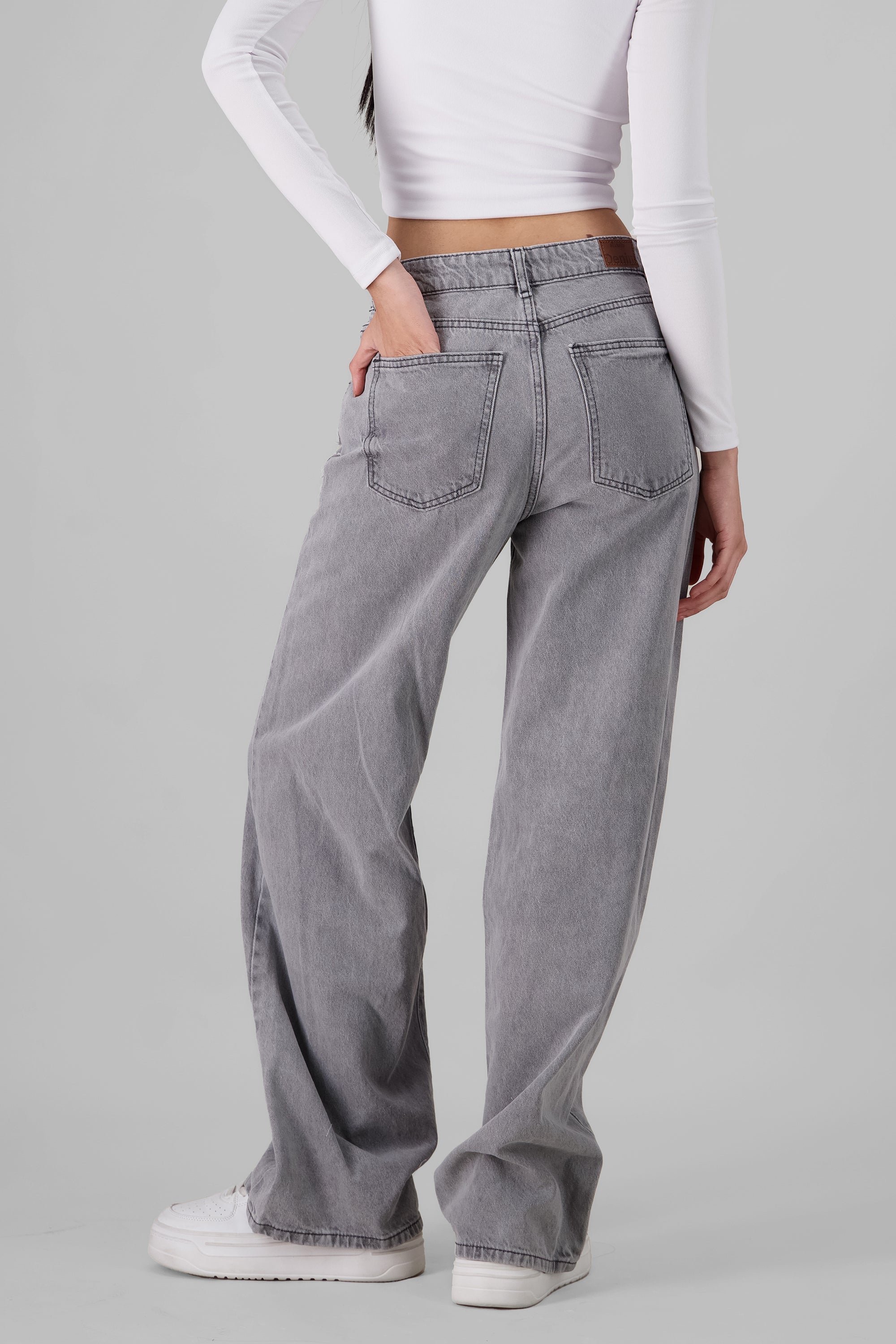 Wide Leg Jeans With Stars LIGHT GRAY