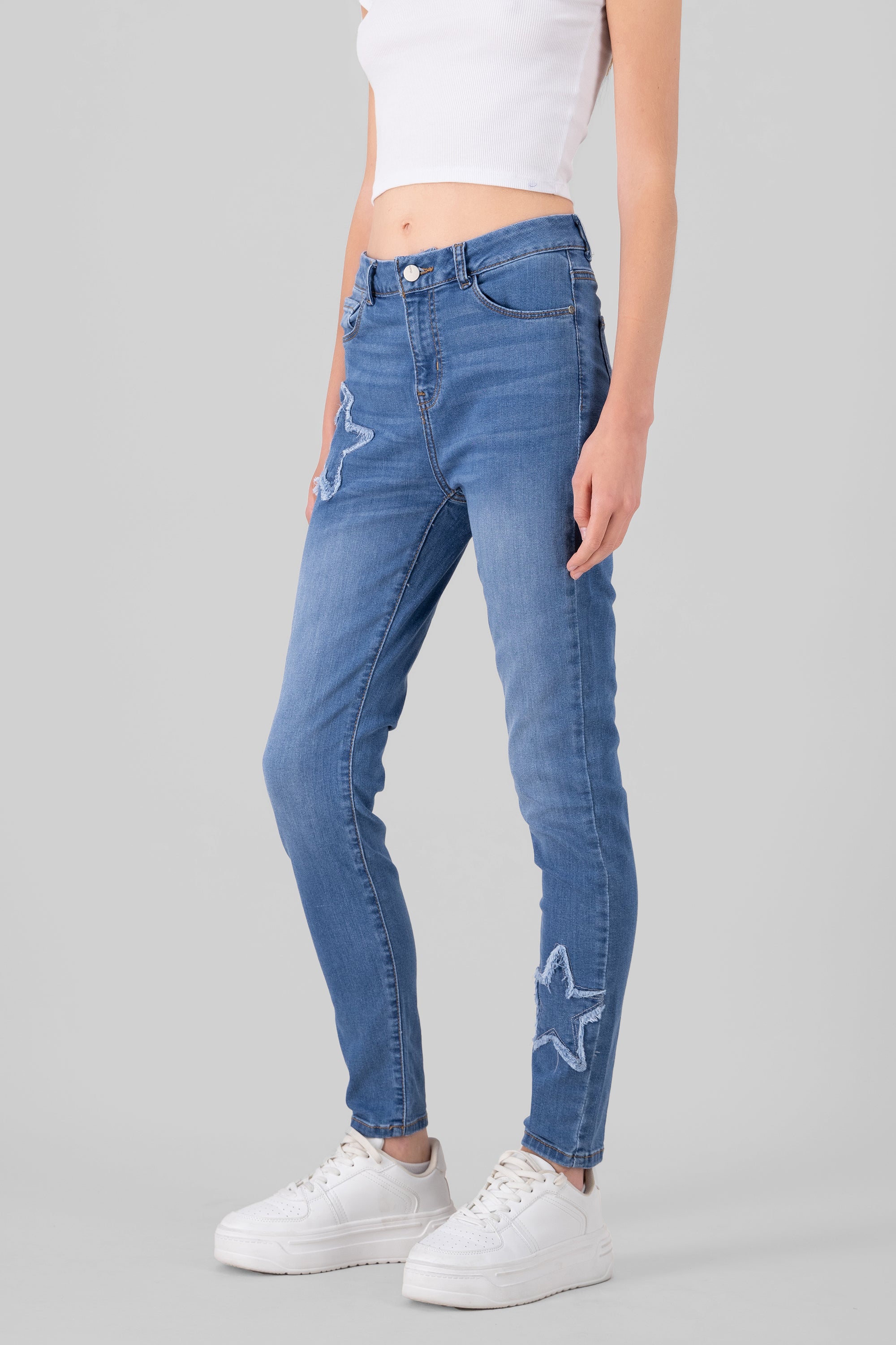 Skinny Jeans With Stars MEDIUM WASH