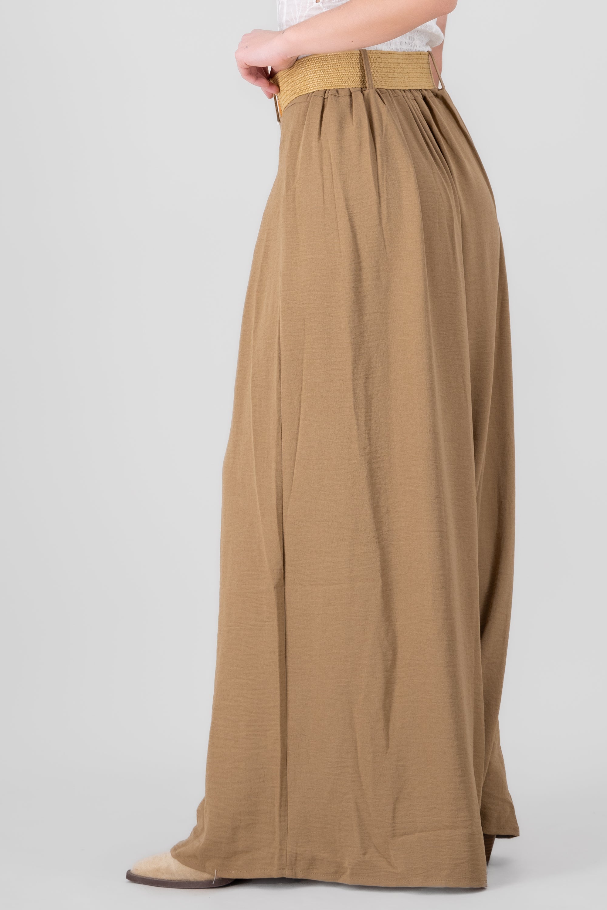 Wide Leg Pants With Belt SAND