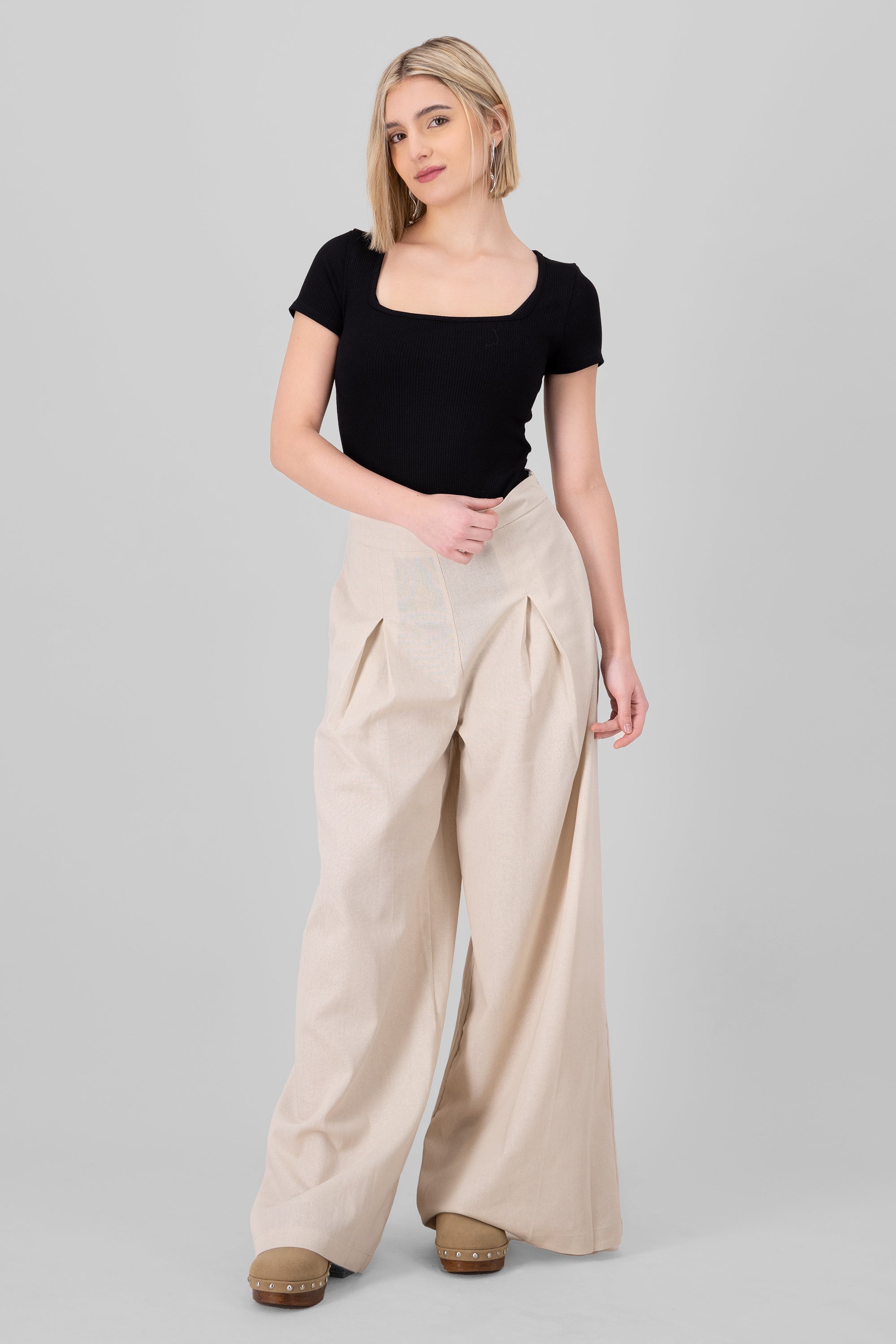 Linen Pants With Pleats BEIGE