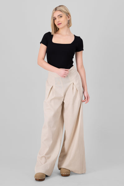 Linen Pants With Pleats BEIGE