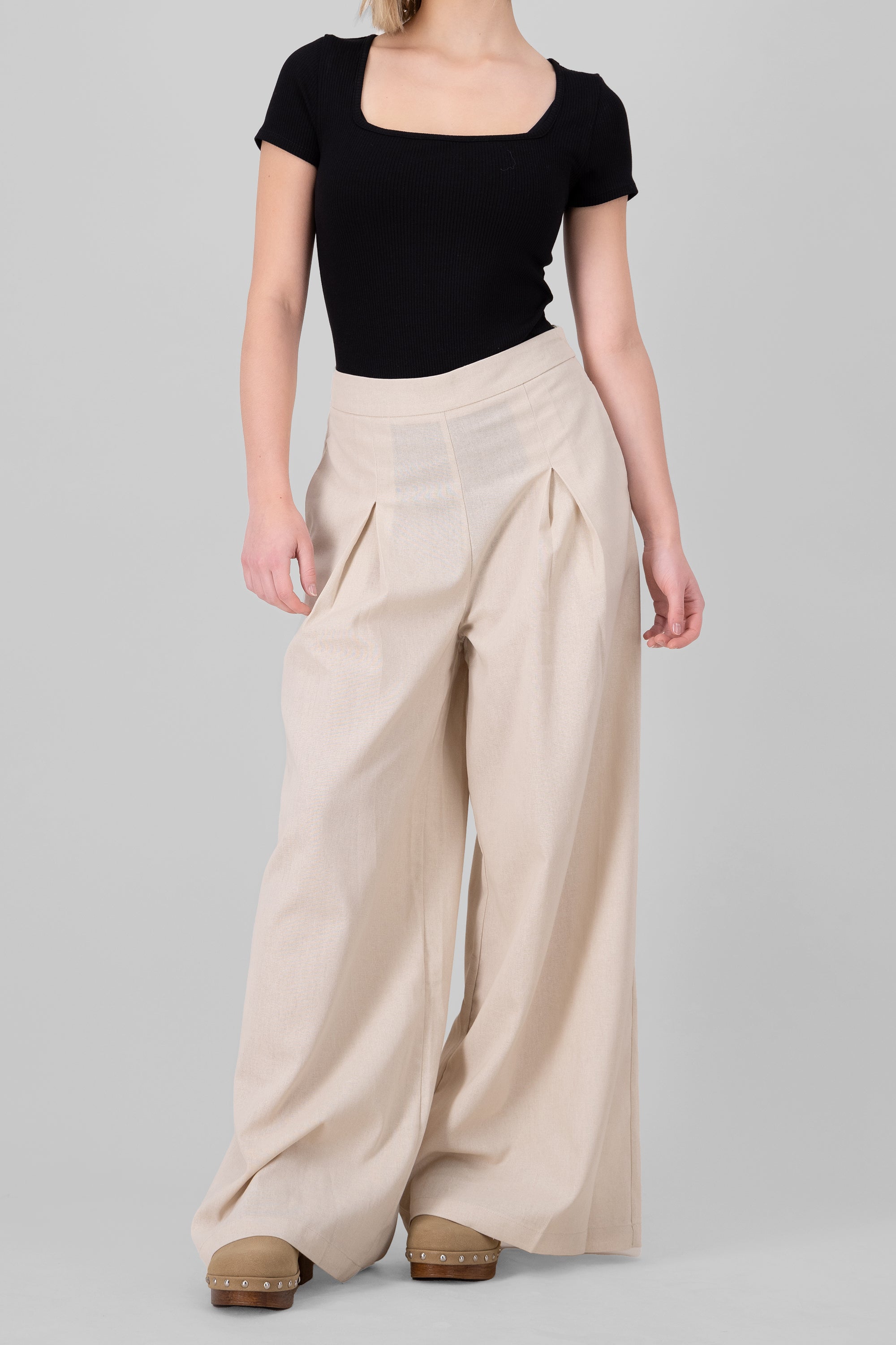 Linen Pants With Pleats BEIGE