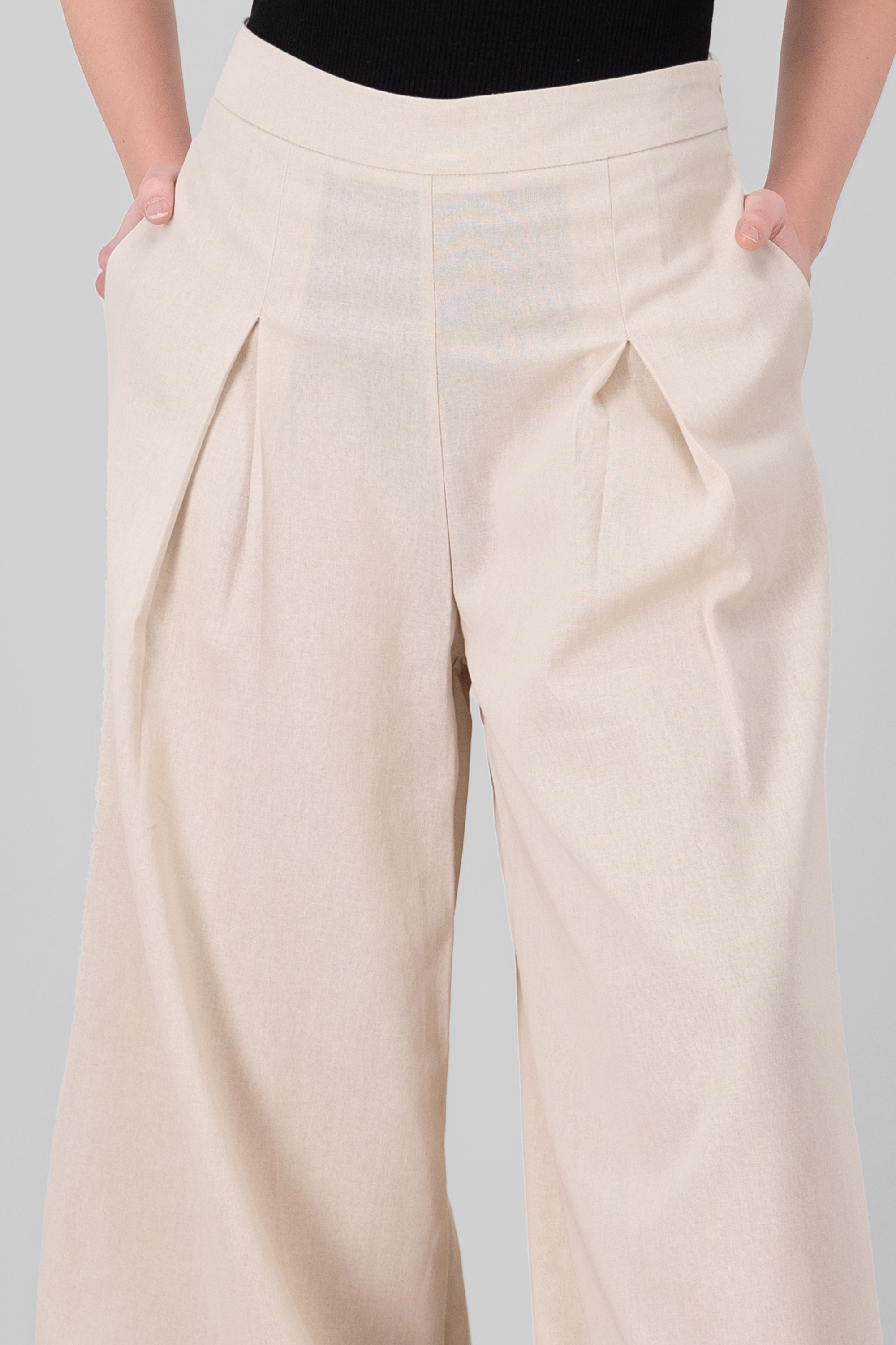 Linen Pants With Pleats BEIGE