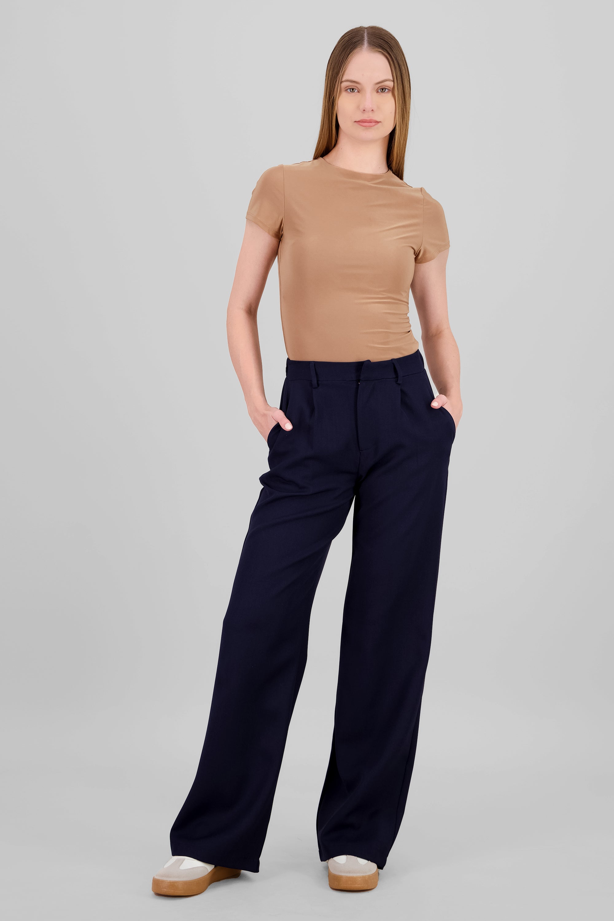 Wide Pleated Pants NAVY