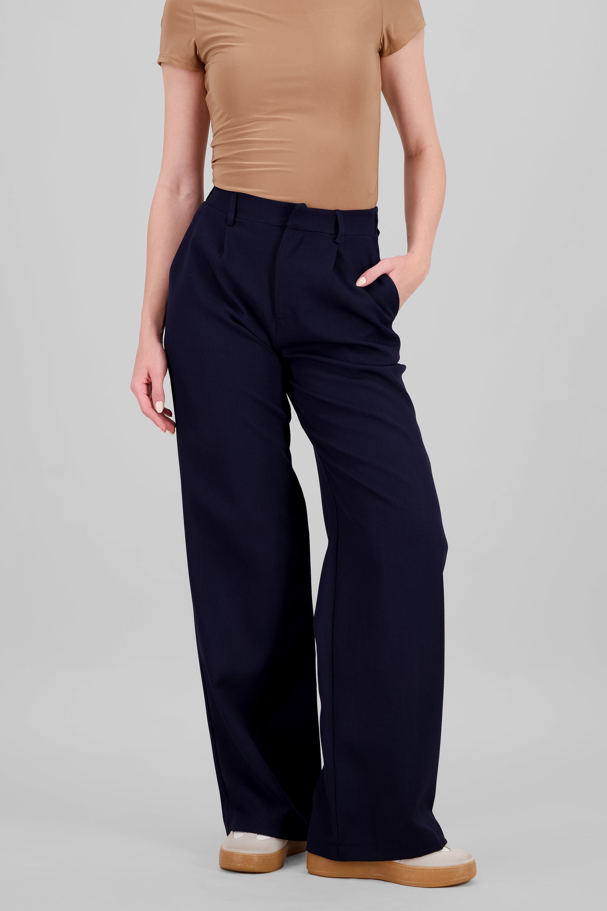 Wide Pleated Pants NAVY