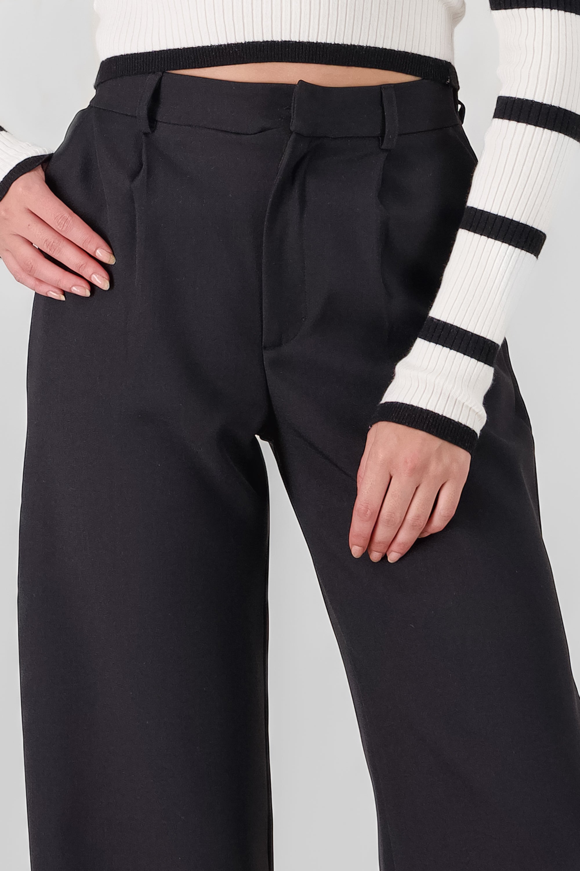 Wide Pleated Pants BLACK