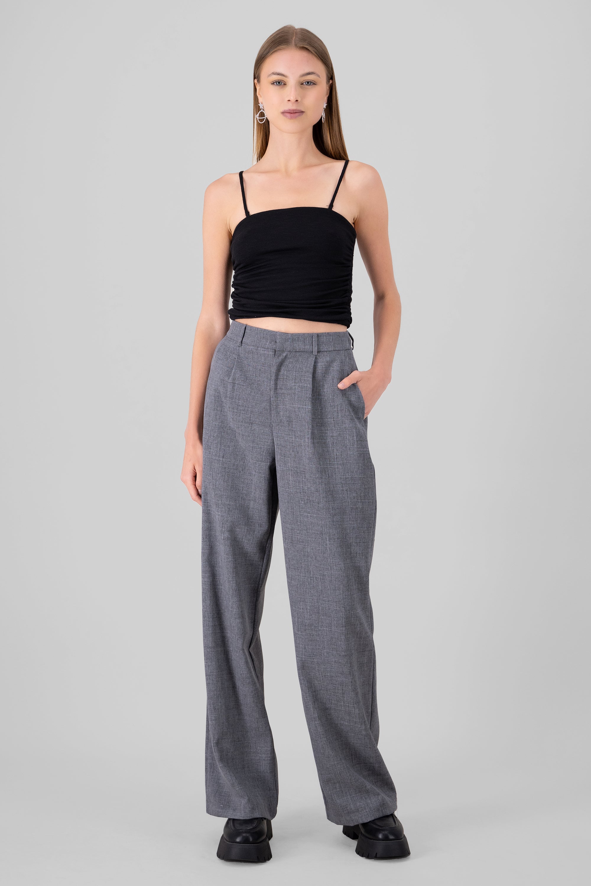 Wide Pleated Pants GRAY