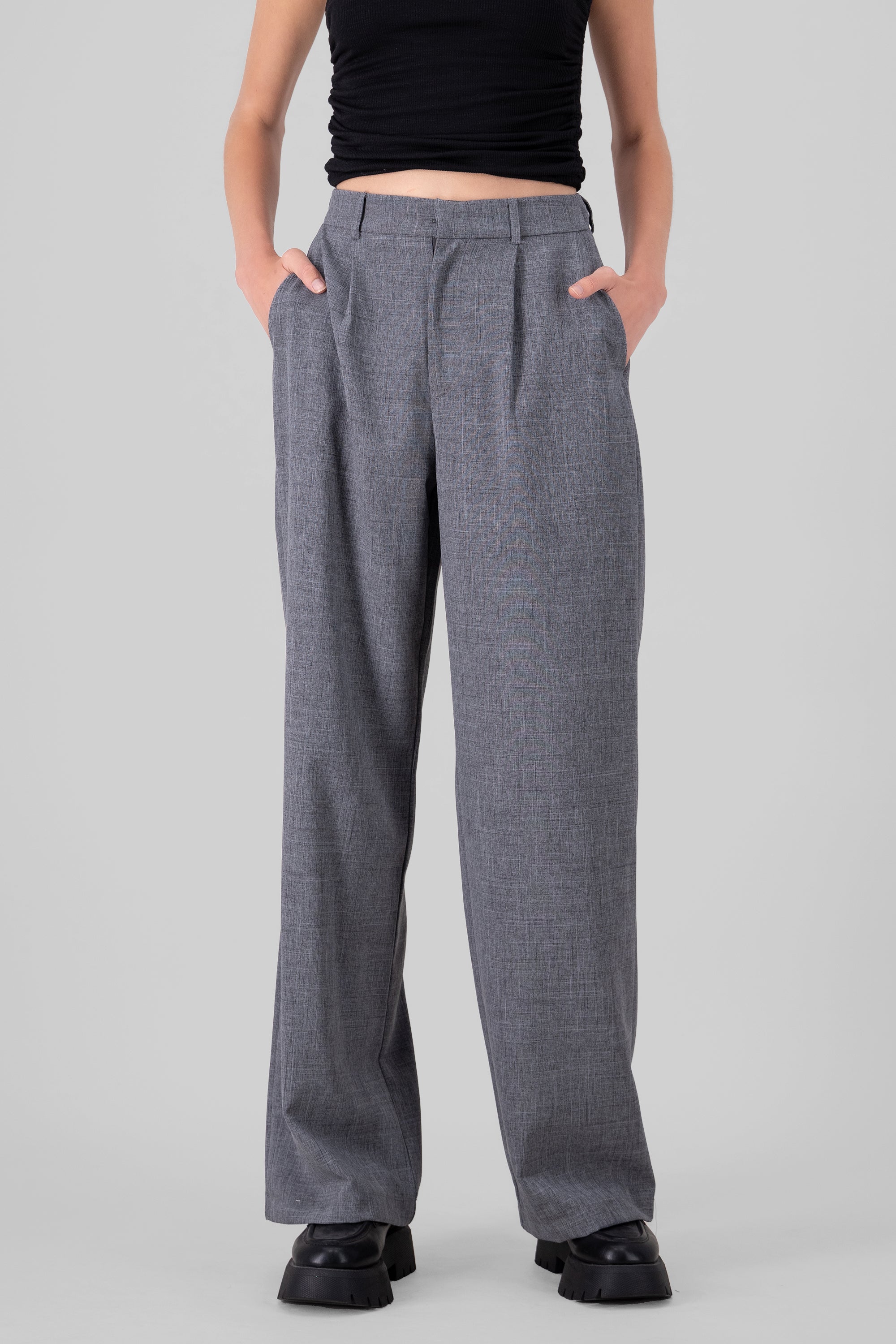 Wide Pleated Pants GRAY