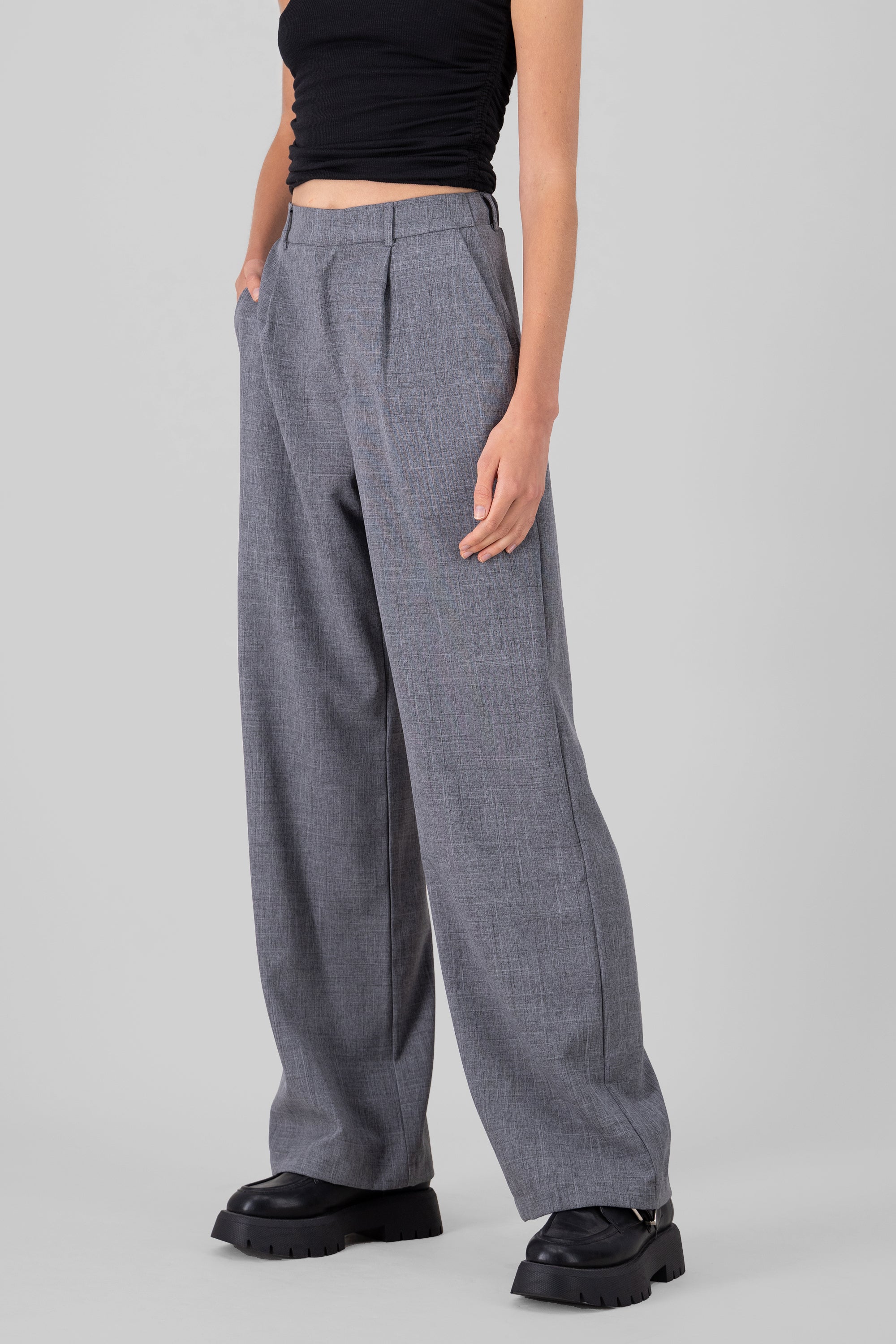 Wide Pleated Pants GRAY