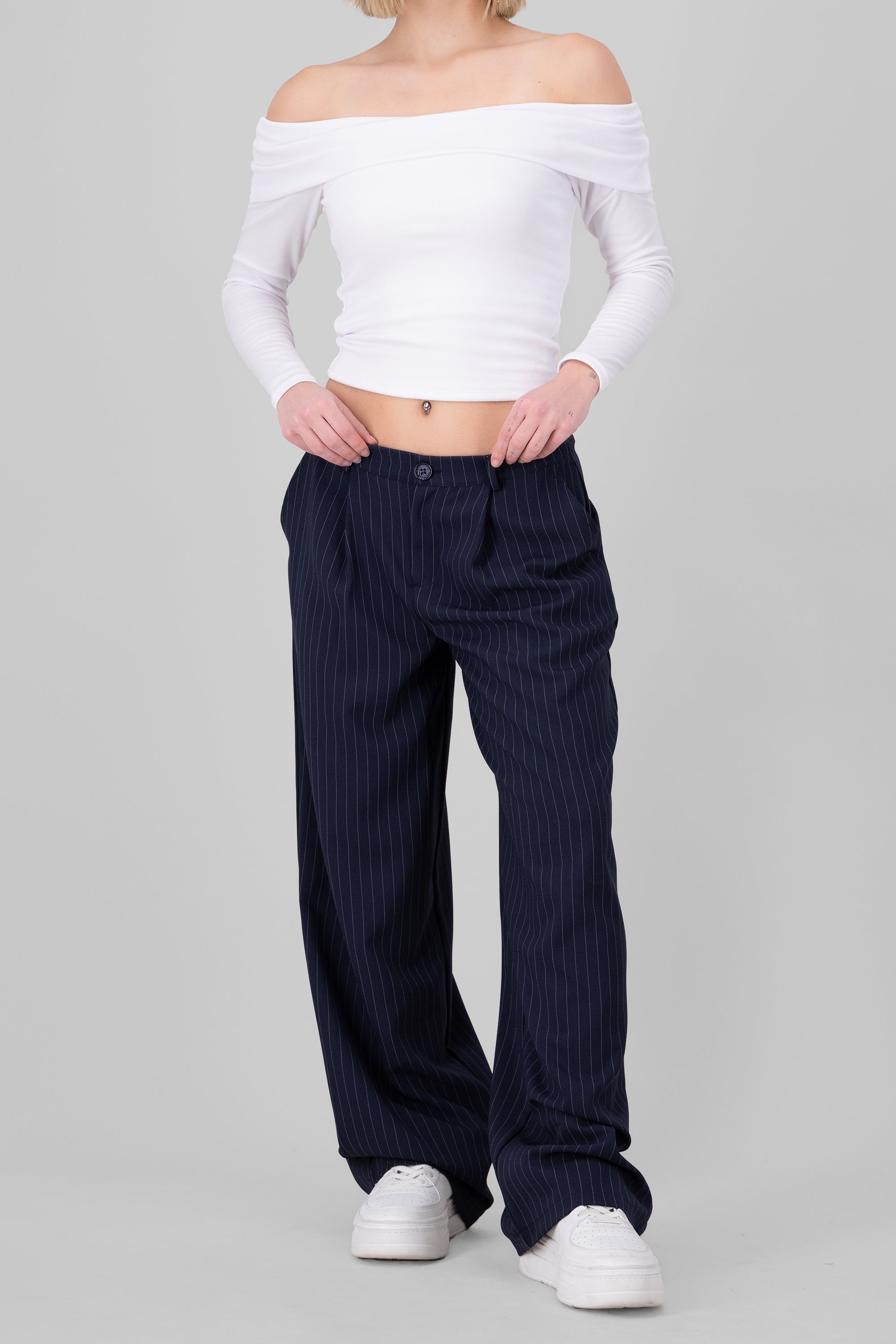 Striped Tailored Pants NAVY