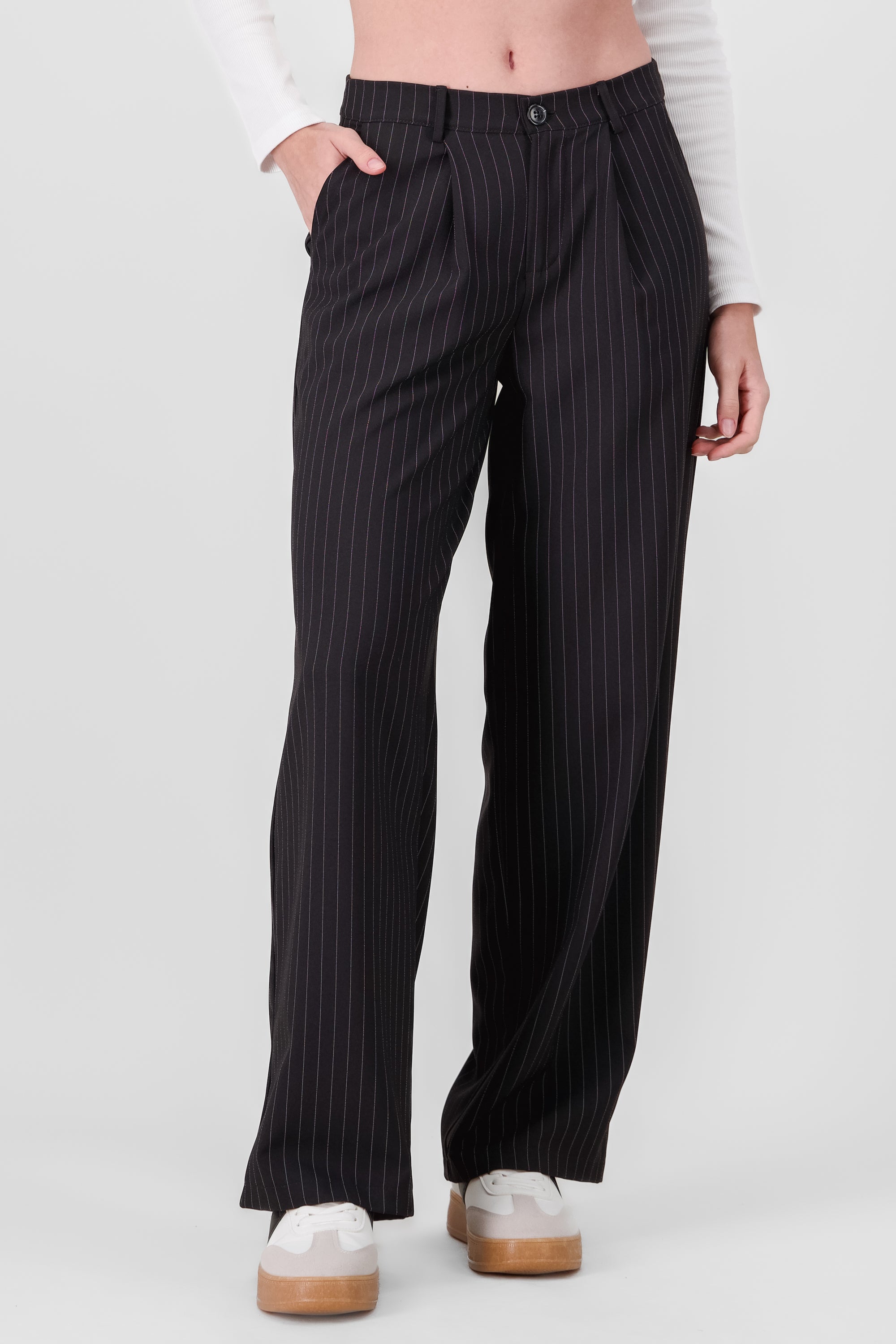 Striped Tailored Pants BLACK