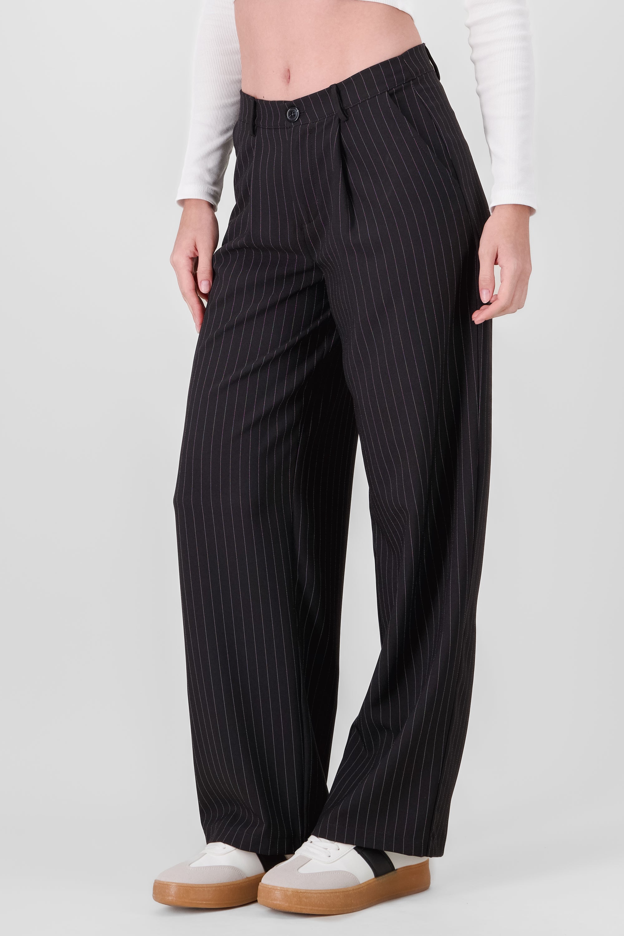 Striped Tailored Pants BLACK