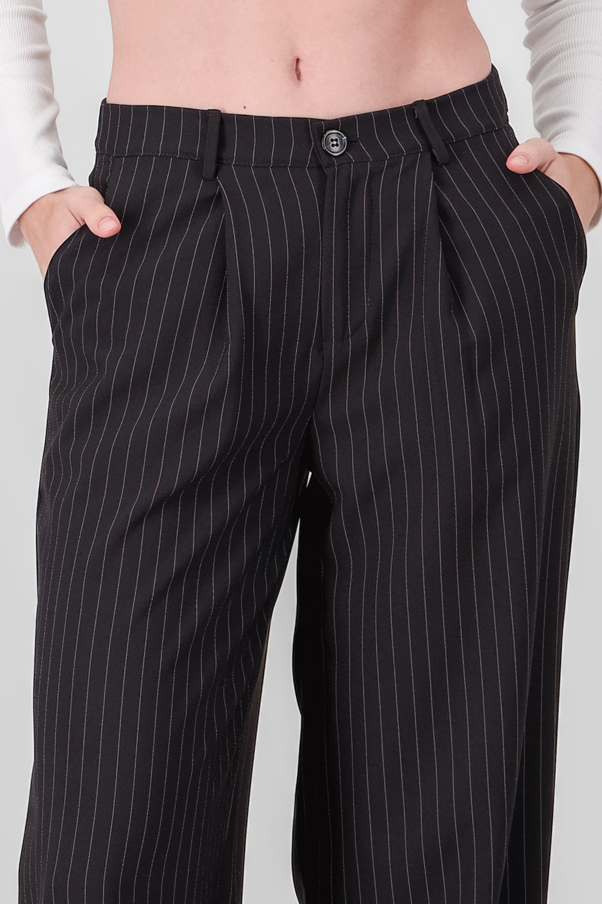 Striped Tailored Pants BLACK