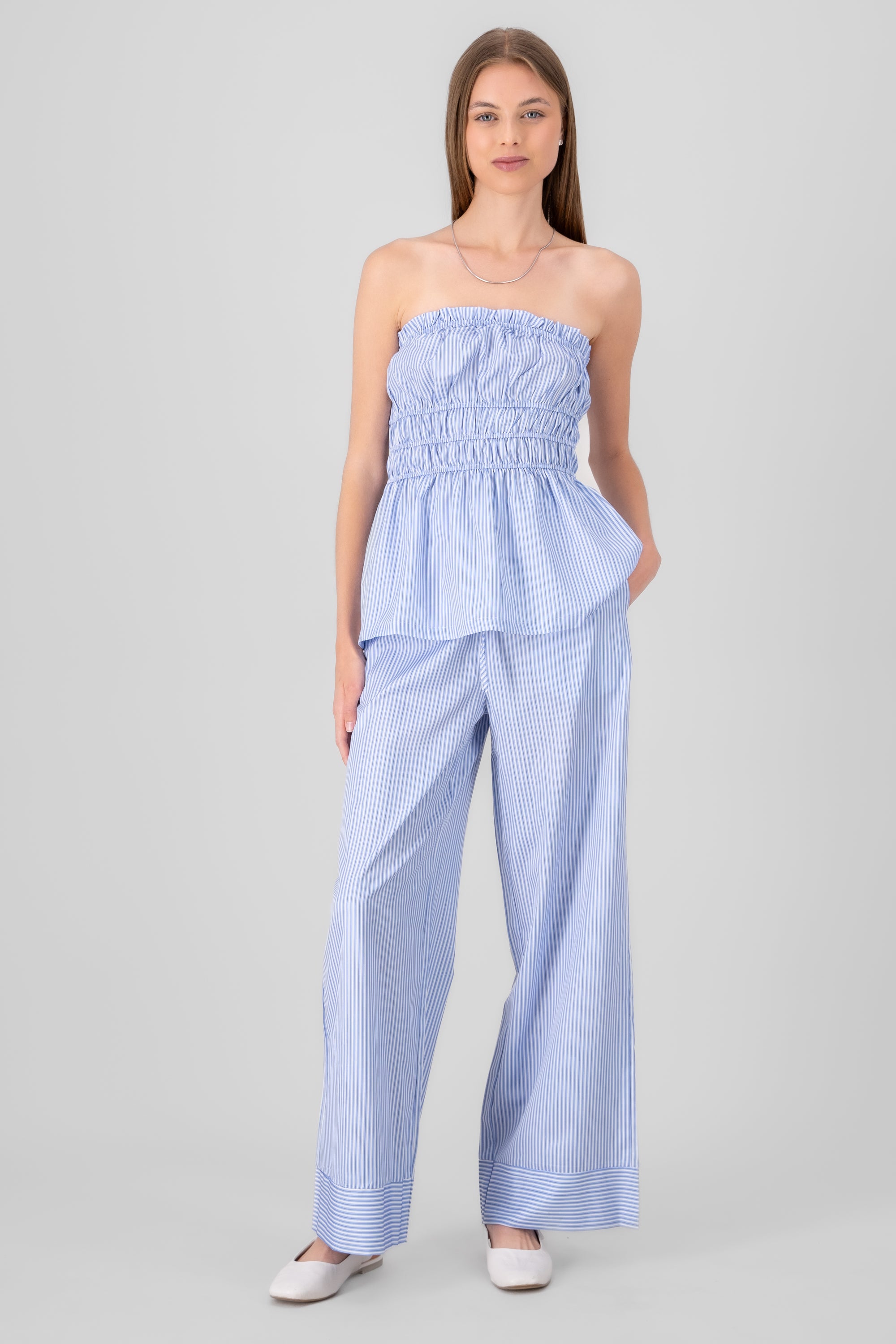 Striped Straight Leg Pants BLUE COMBO