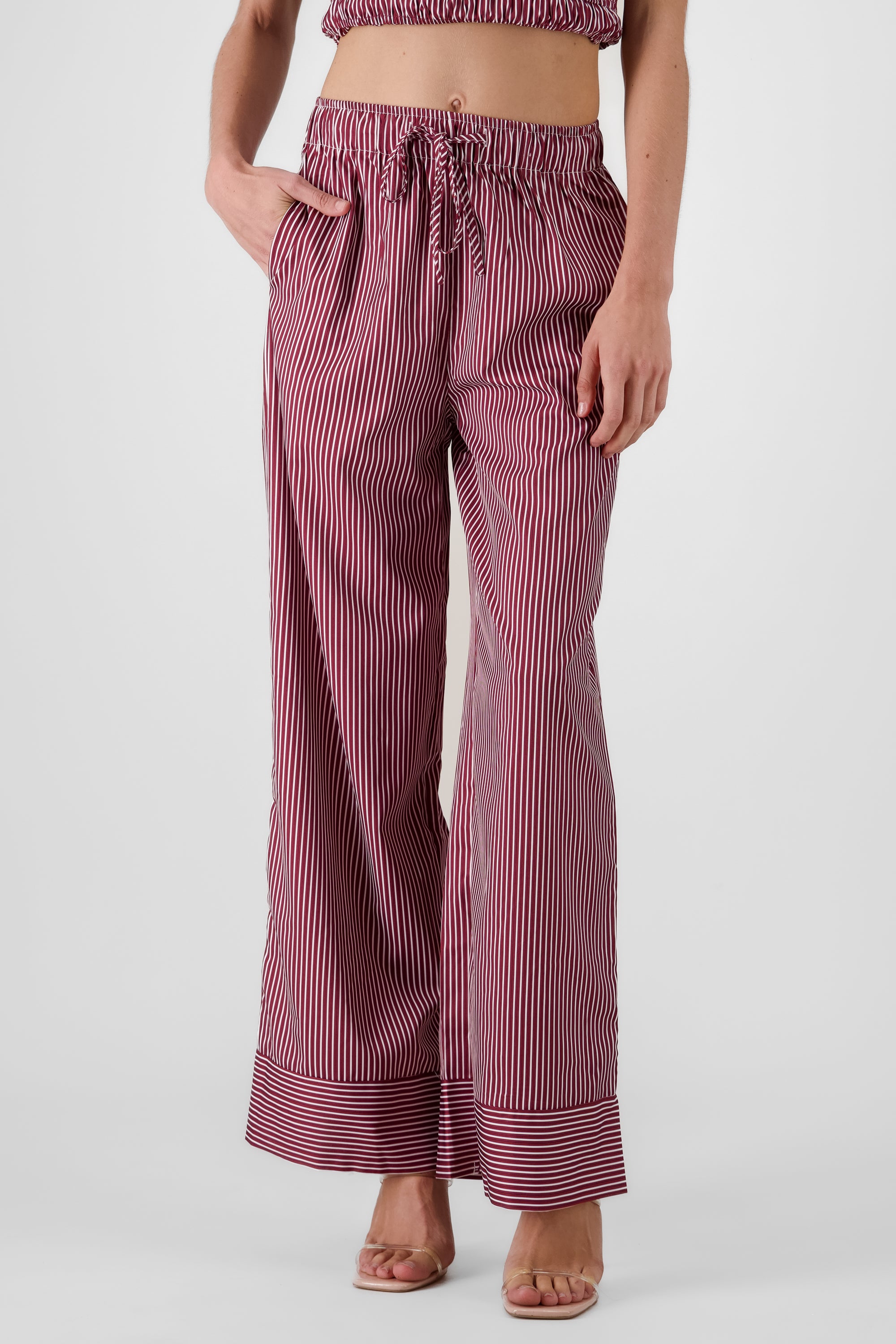 Striped Straight Leg Pants PLUM