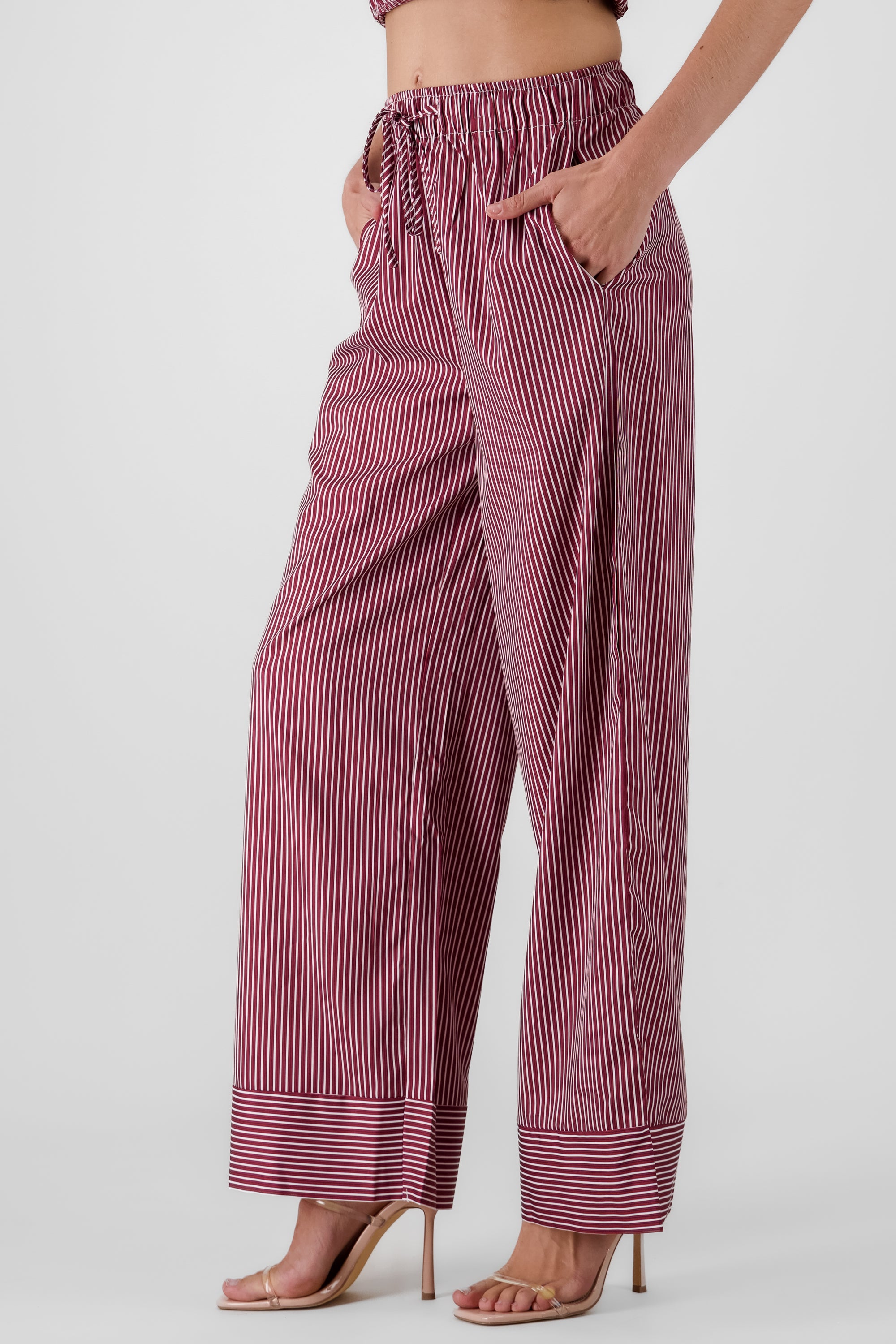 Striped Straight Leg Pants PLUM