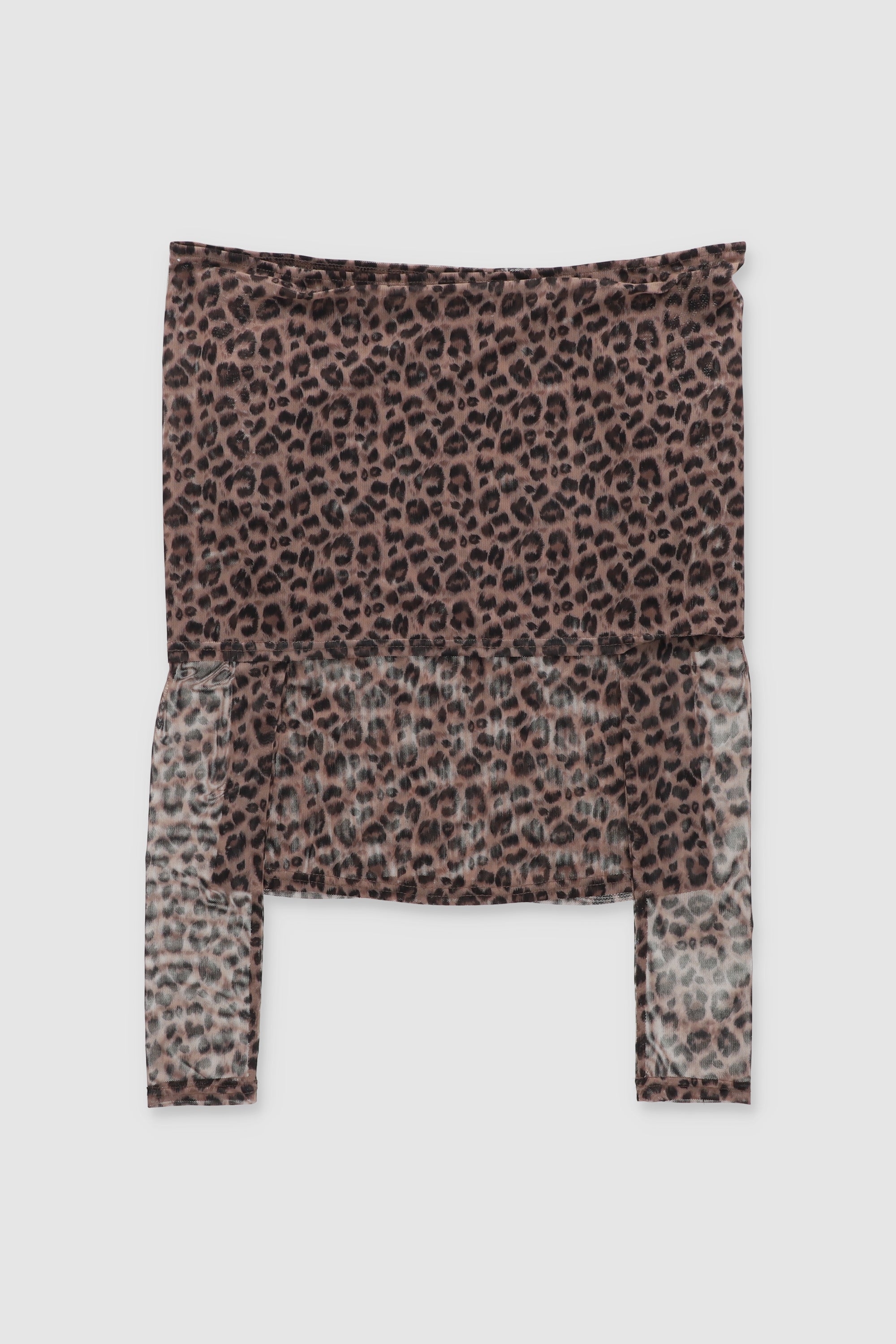 Animal Print Mesh Top BROWN COMBO