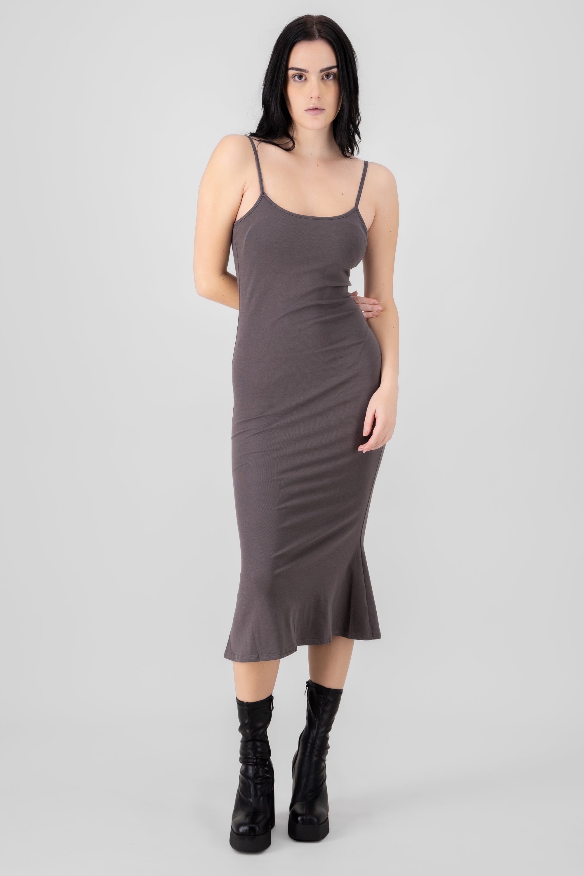 Solid Midi Dress GRAY